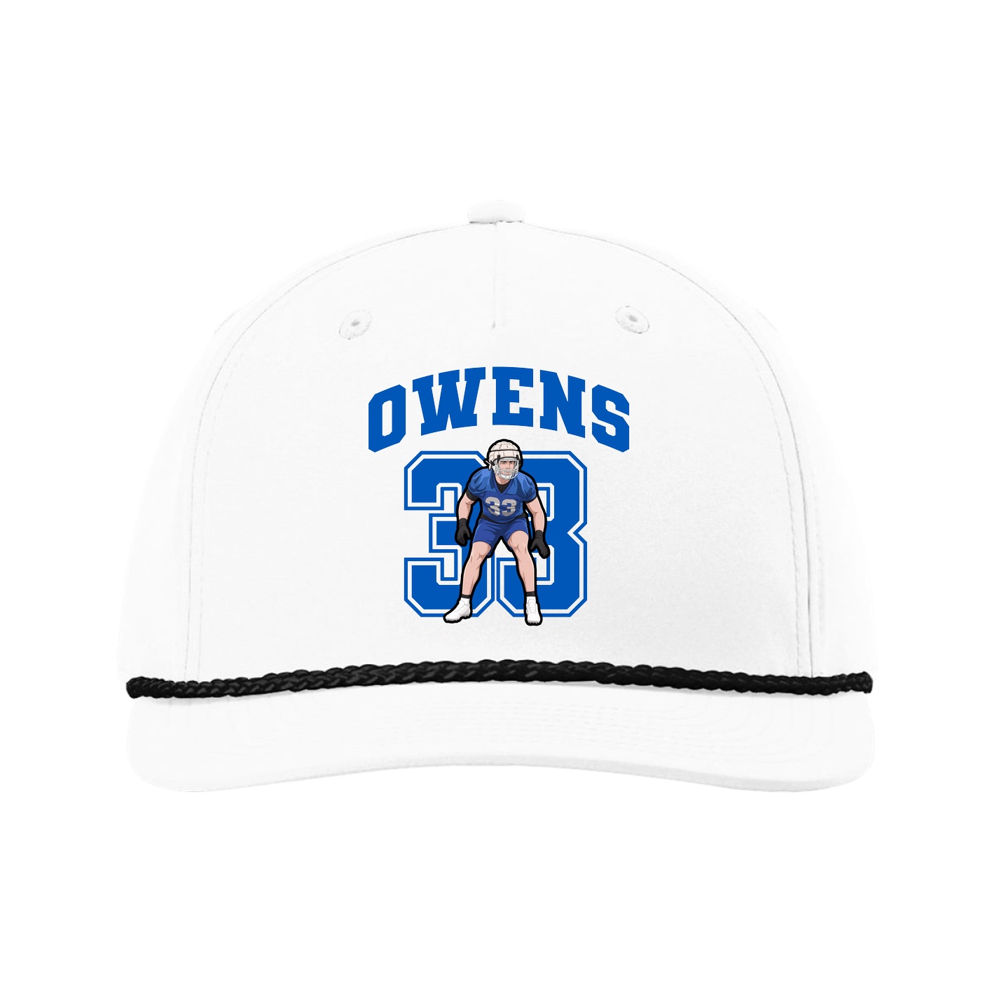 Five-Panel Classic Rope Cap — Number in White