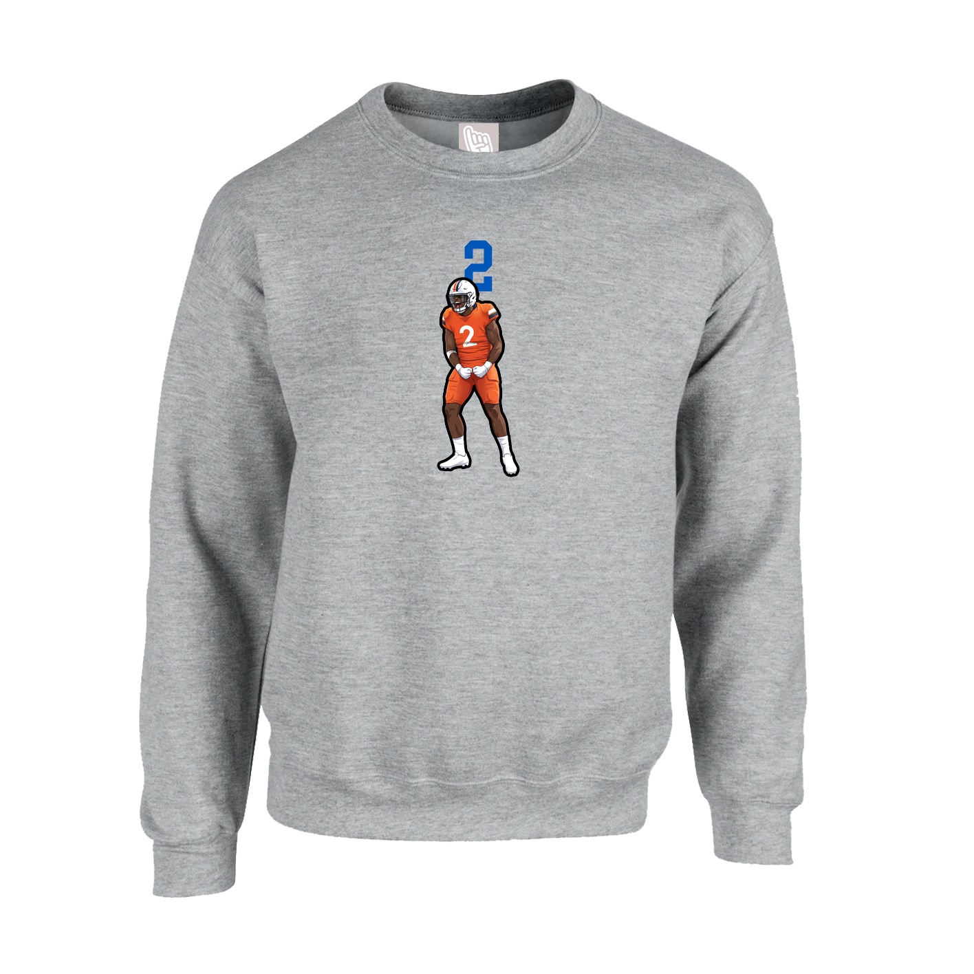 Fleece Crew — Number Top in Grey