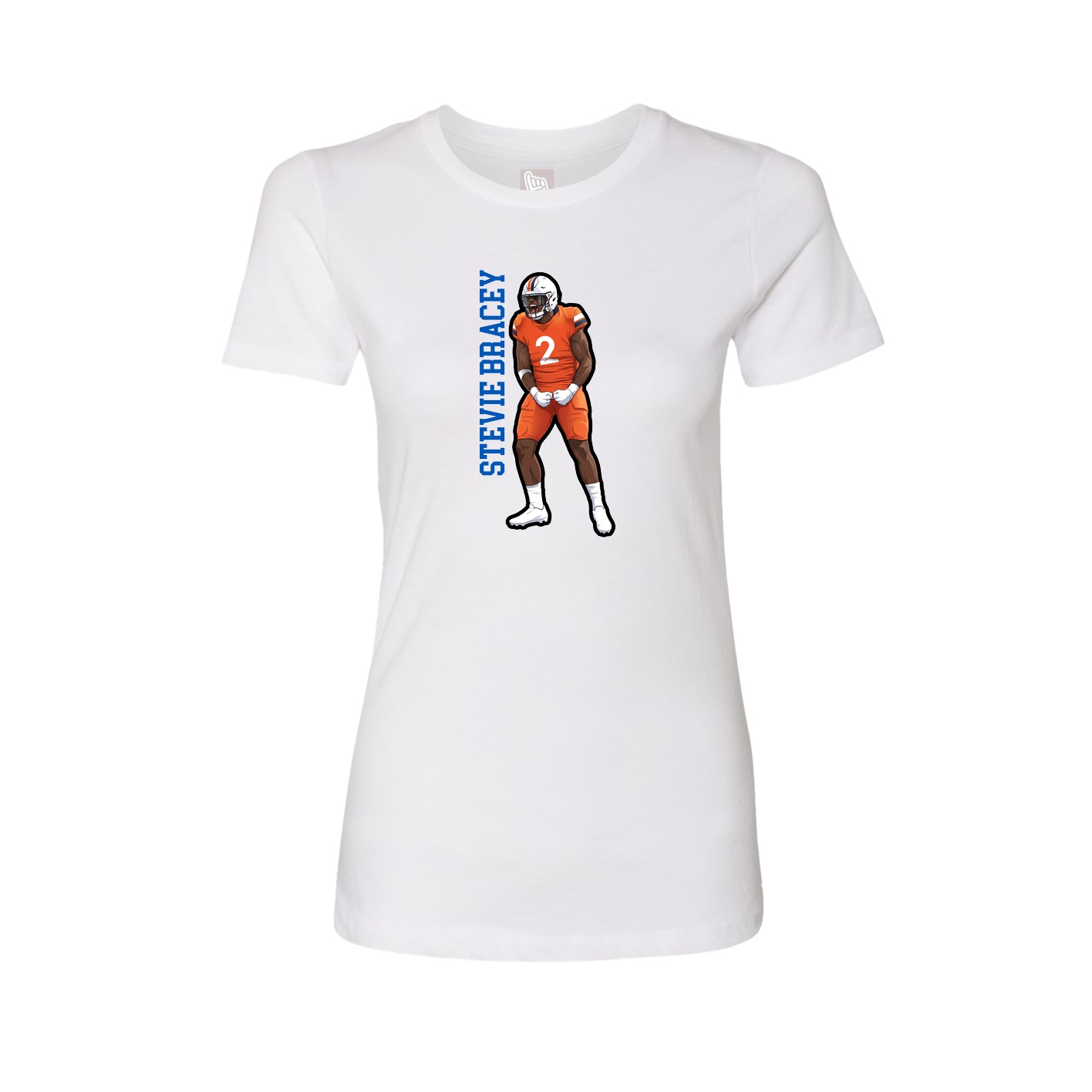 Fitted Women's Tee — Name Vertical in White