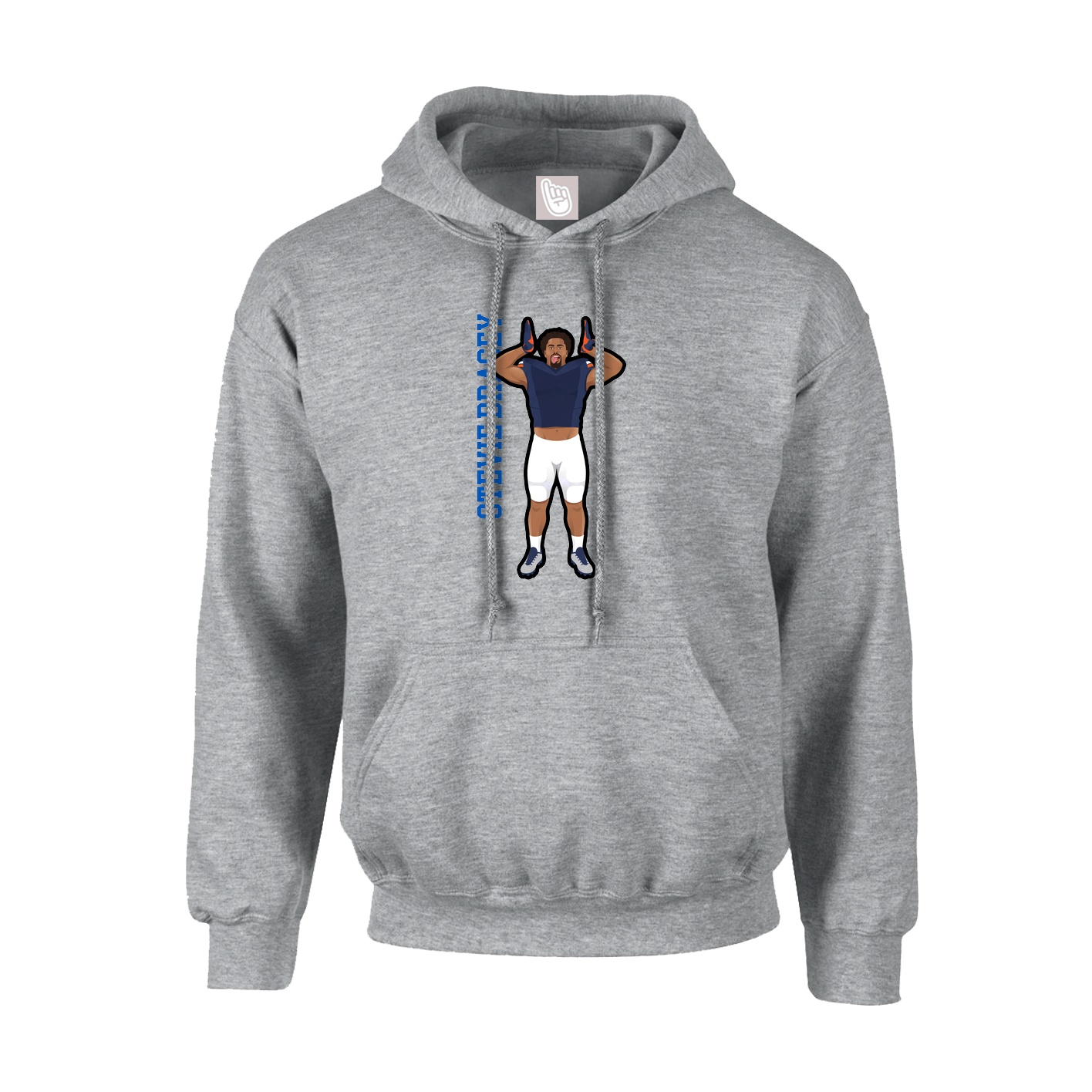 Hoodie — Name Vertical in Grey