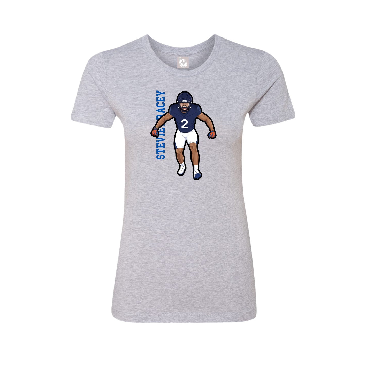 Fitted Women's Tee — Name Vertical in Grey