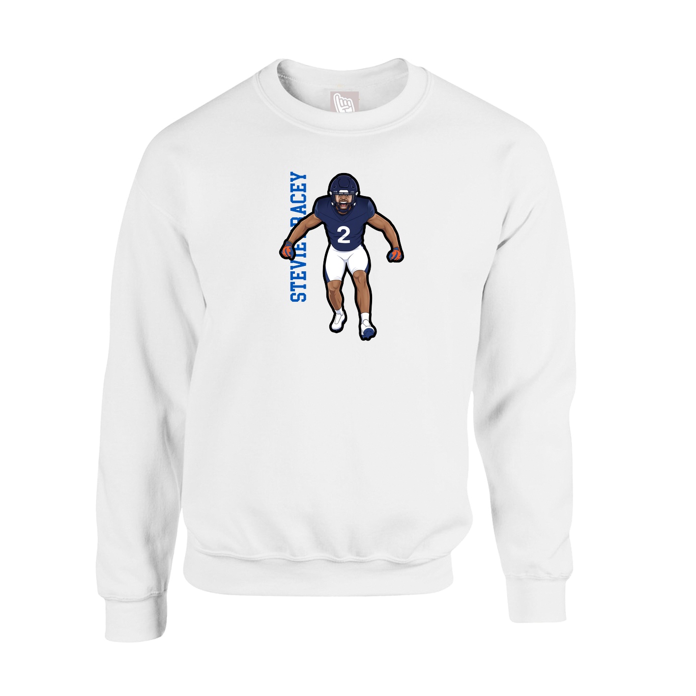 Fleece Crew — Name Vertical in White