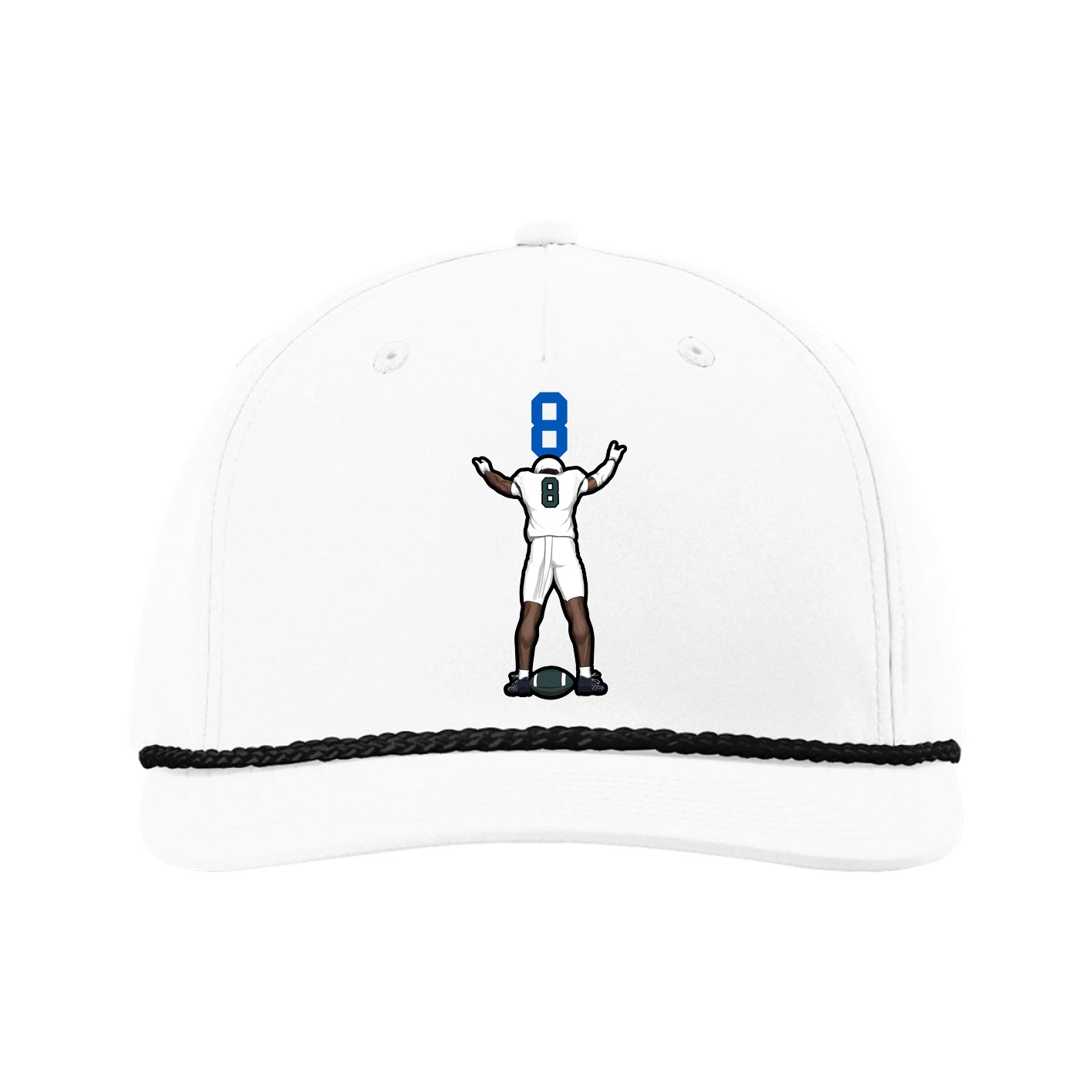 Five-Panel Classic Rope Cap — Number Top in White