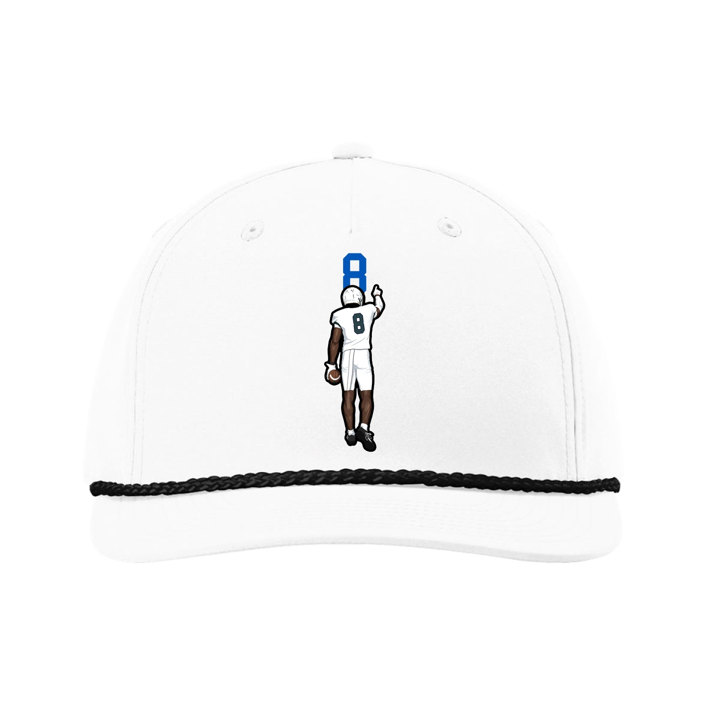 Five-Panel Classic Rope Cap — Number Top in White
