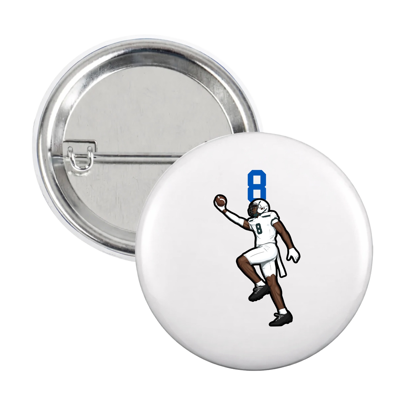 Game Day Button — Number Top in White
