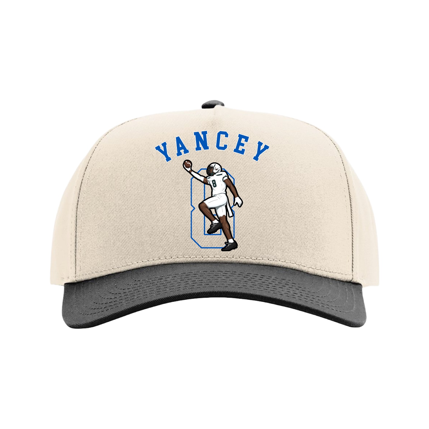 Full Fabric Five-Panel Champ Cap — Shirsey Arch in Cream/Black