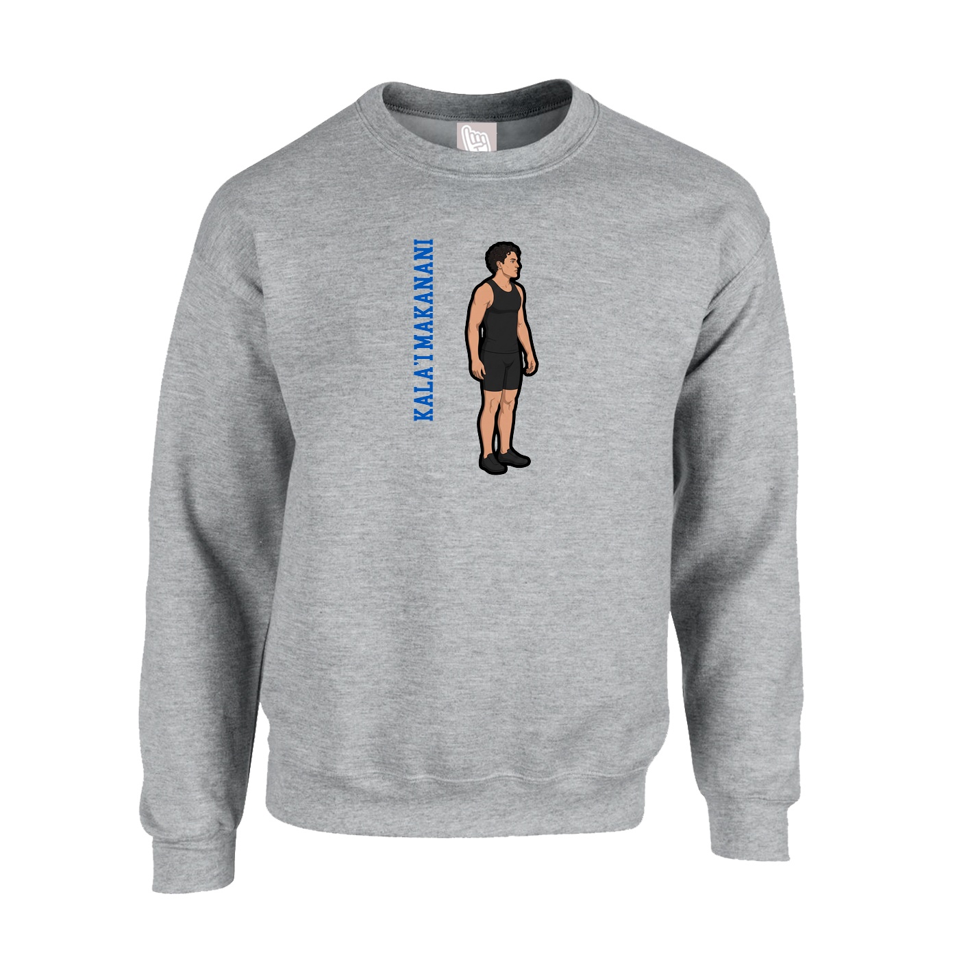 Fleece Crew — Name Vertical in Grey