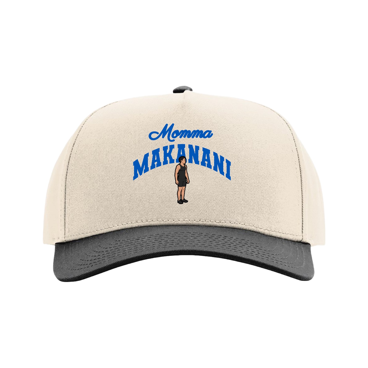 Full Fabric Five-Panel Champ Cap — Mothers Day Arch in Cream/Black