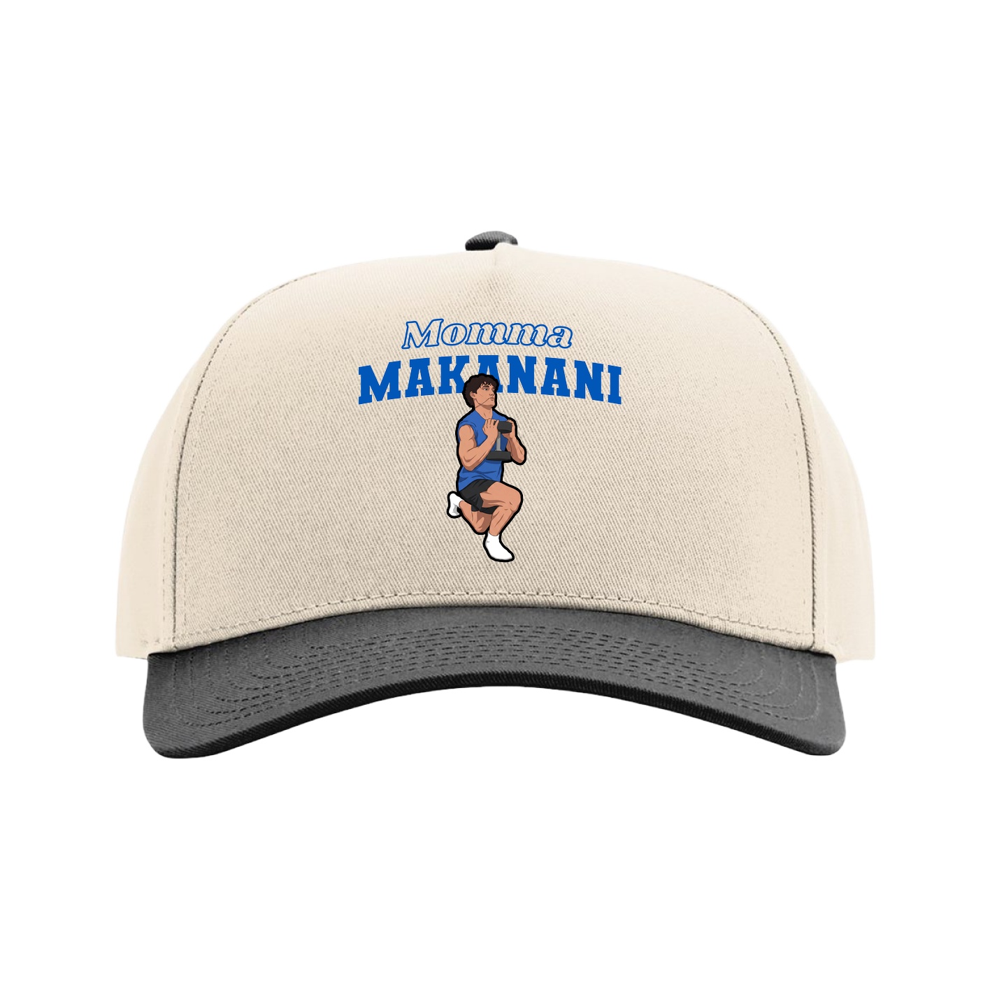 Full Fabric Five-Panel Champ Cap — Mothers Day Block in Cream/Black