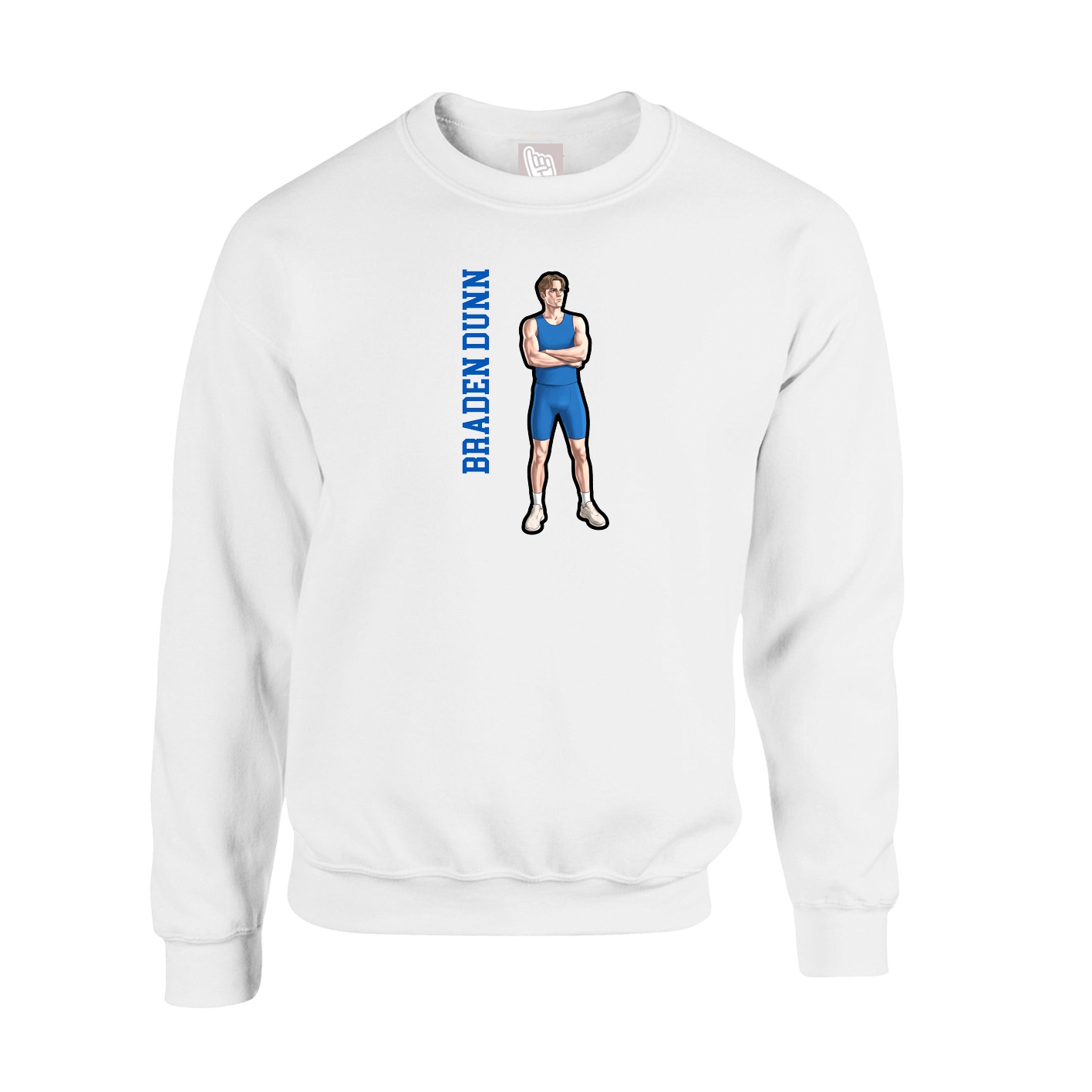 Fleece Crew — Name Vertical in White