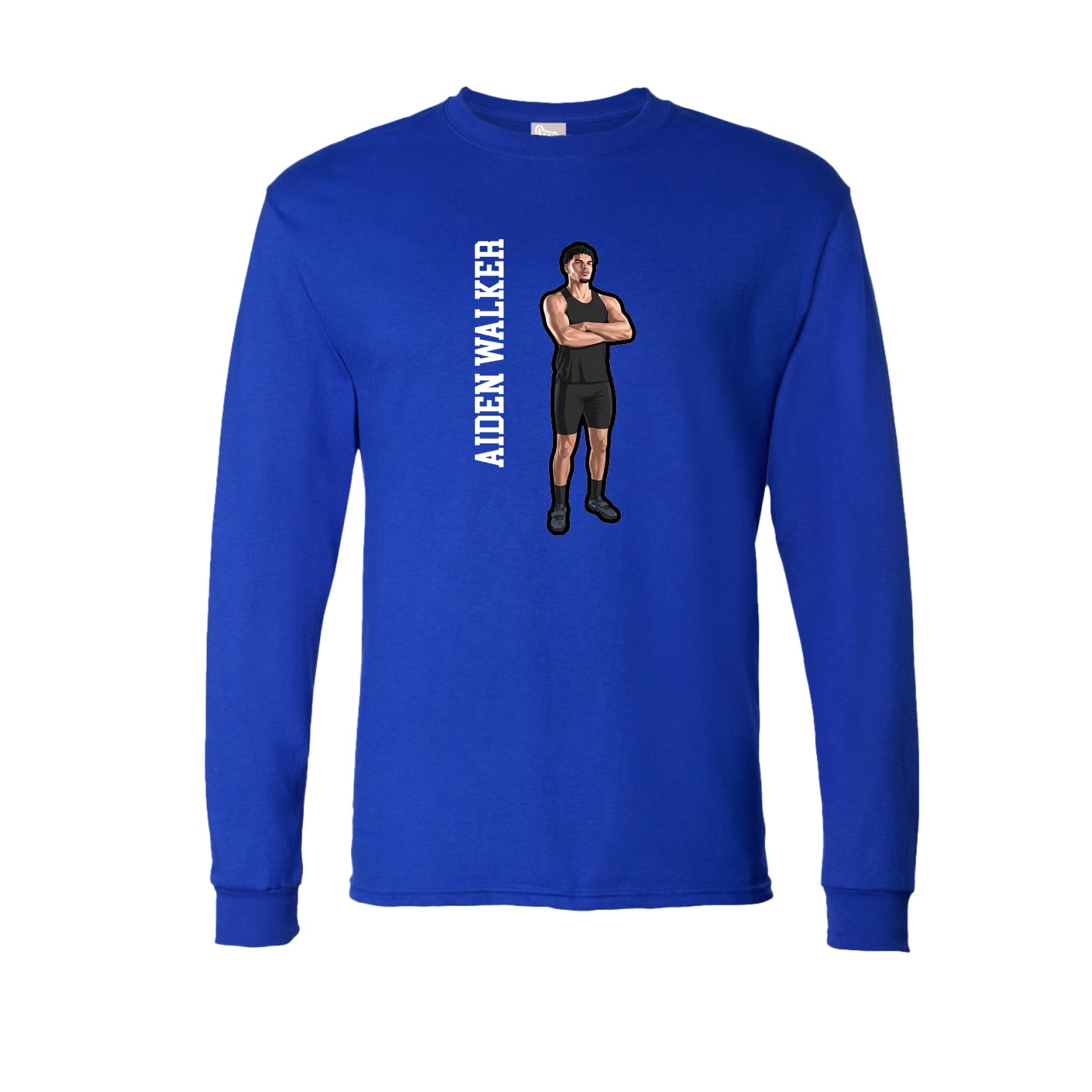Long Sleeve Tee — Name Vertical in Royal