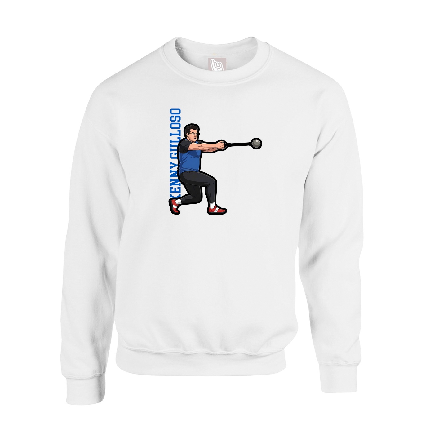 Fleece Crew — Name Vertical in White
