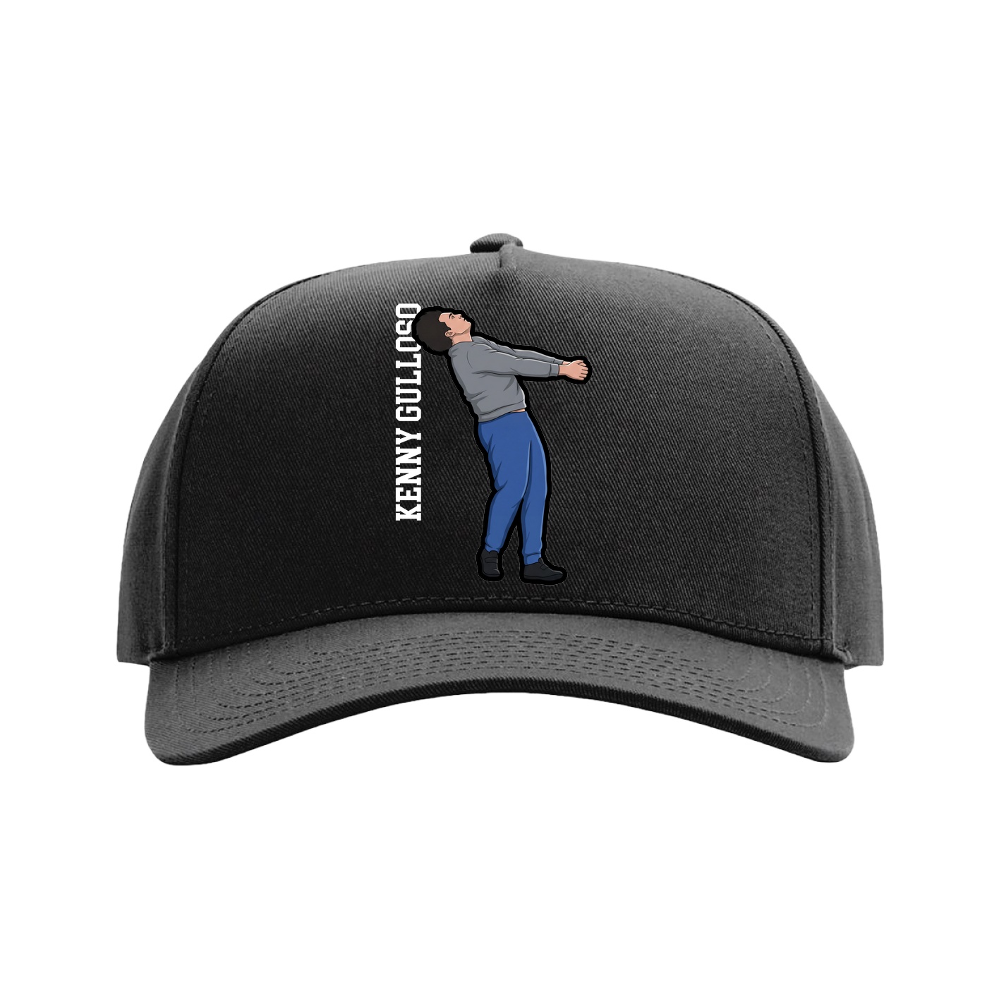 Full Fabric Five-Panel Champ Cap — Name Vertical in Black