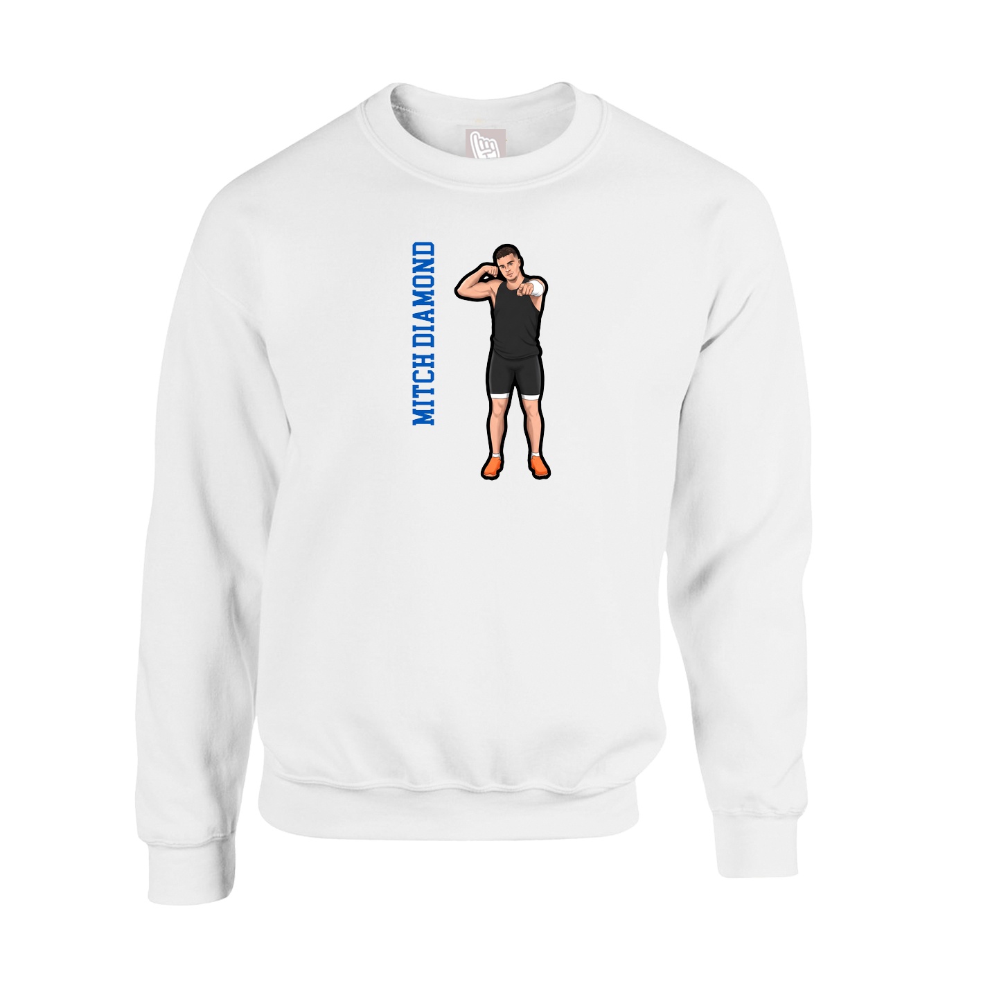 Fleece Crew — Name Vertical in White