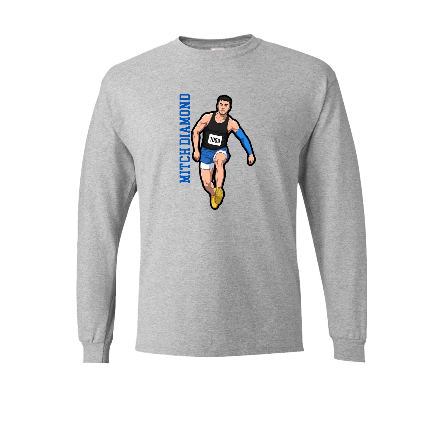Long Sleeve Tee — Name Vertical in Grey