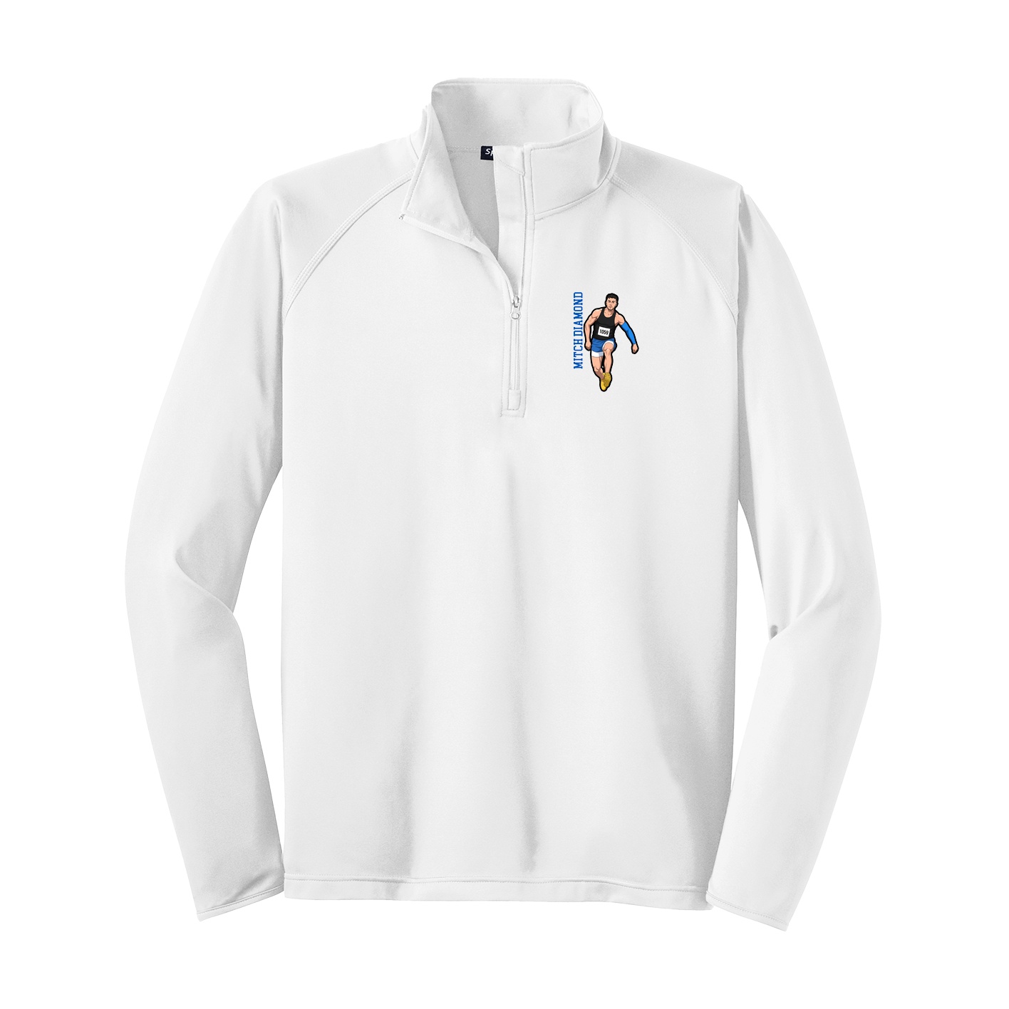 Q-Zip Pullover — Name Vertical in White