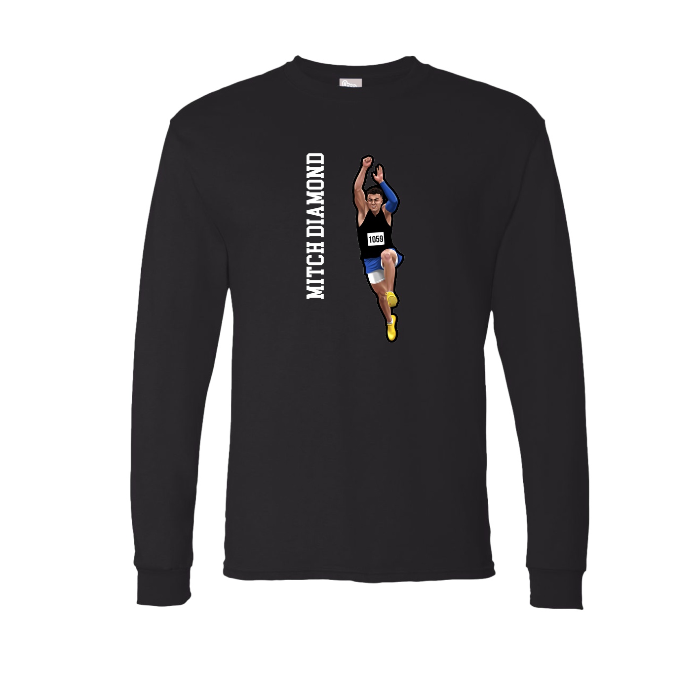 Long Sleeve Tee — Name Vertical in Black