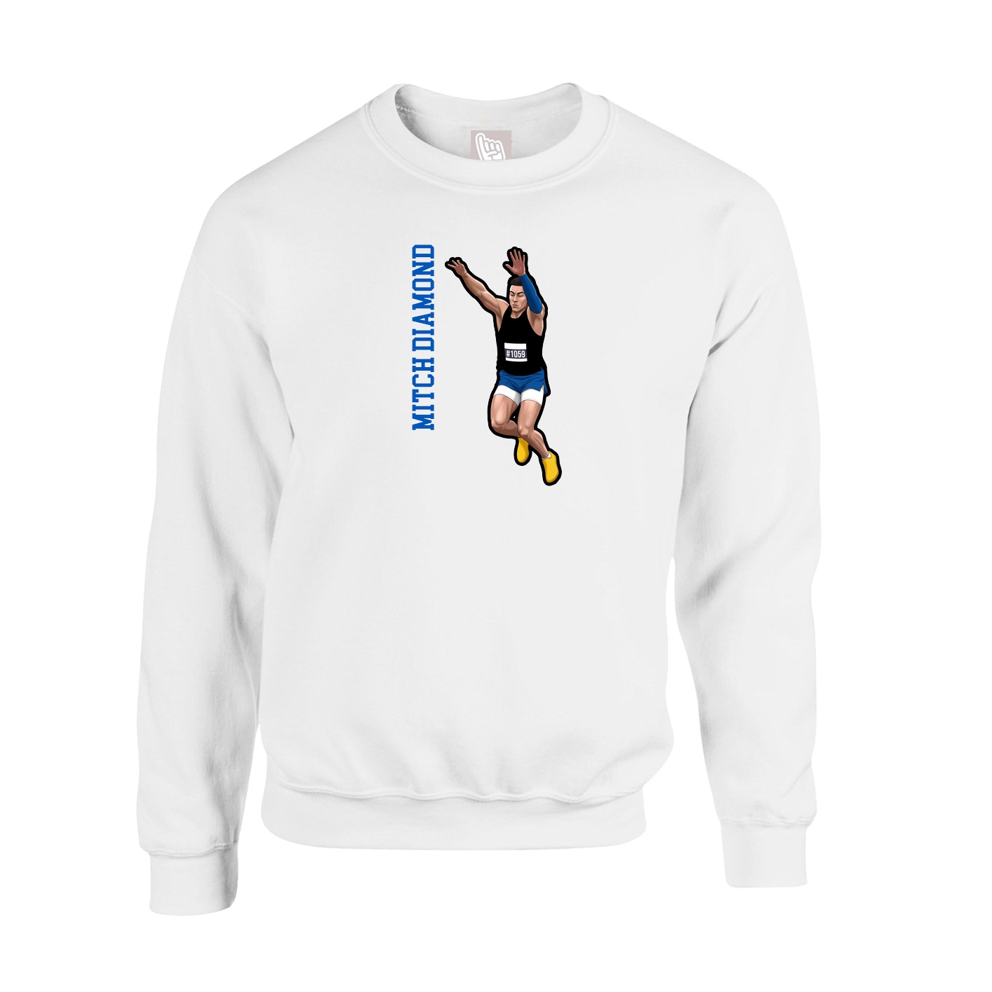 Fleece Crew — Name Vertical in White