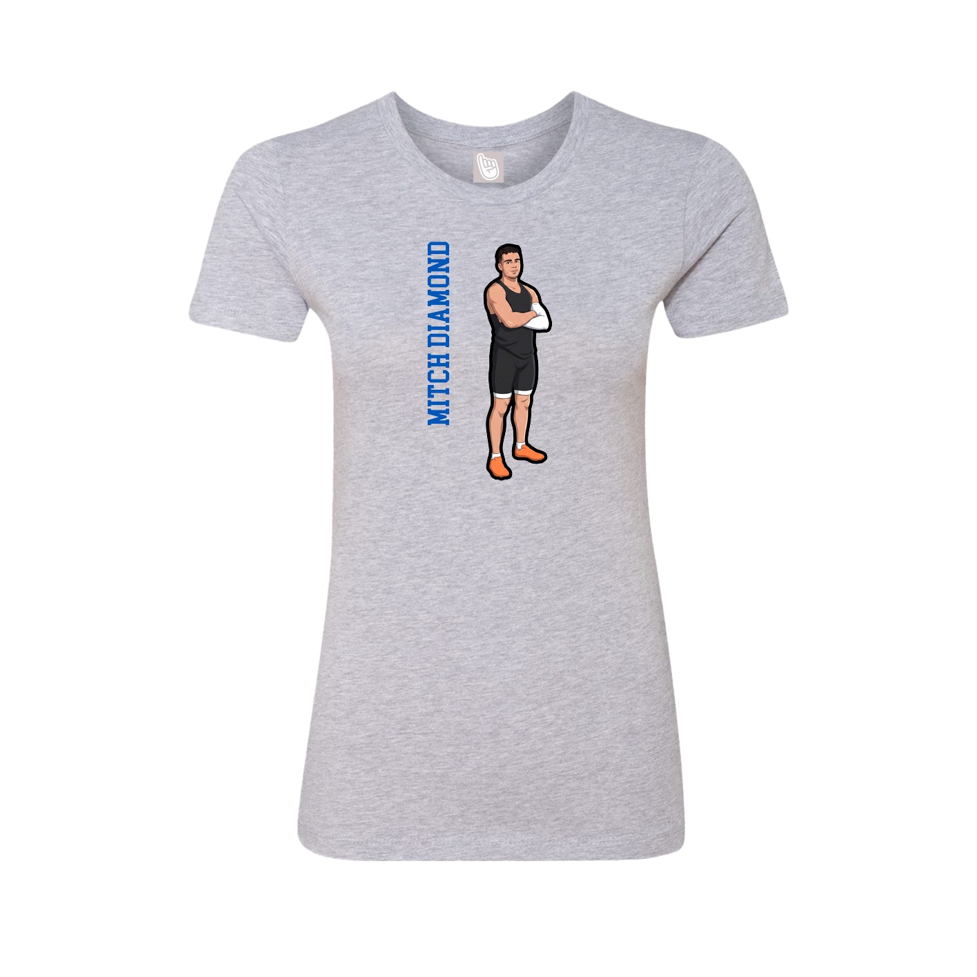 Fitted Women's Tee — Name Vertical in Grey