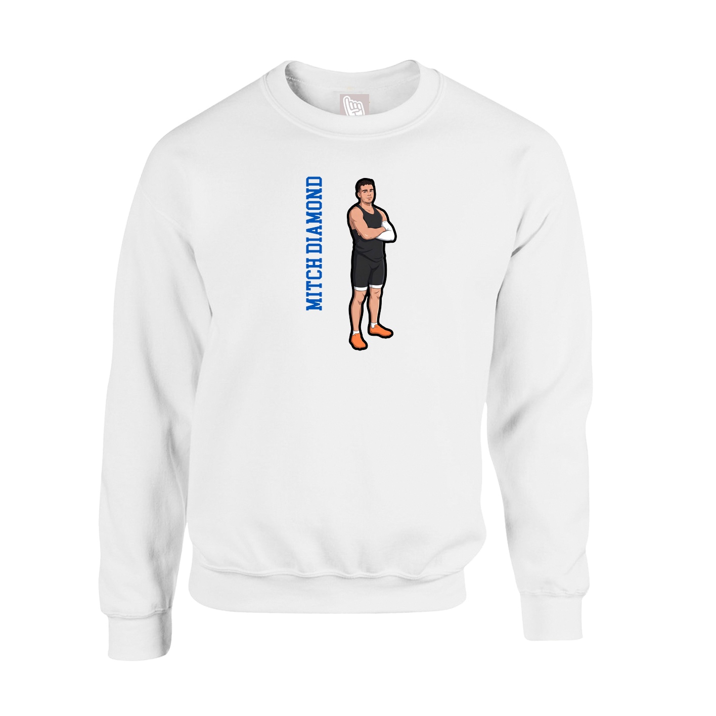 Fleece Crew — Name Vertical in White