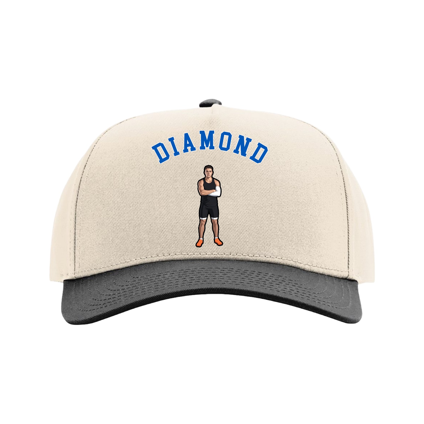 Full Fabric Five-Panel Champ Cap — Shirsey Arch in Cream/Black