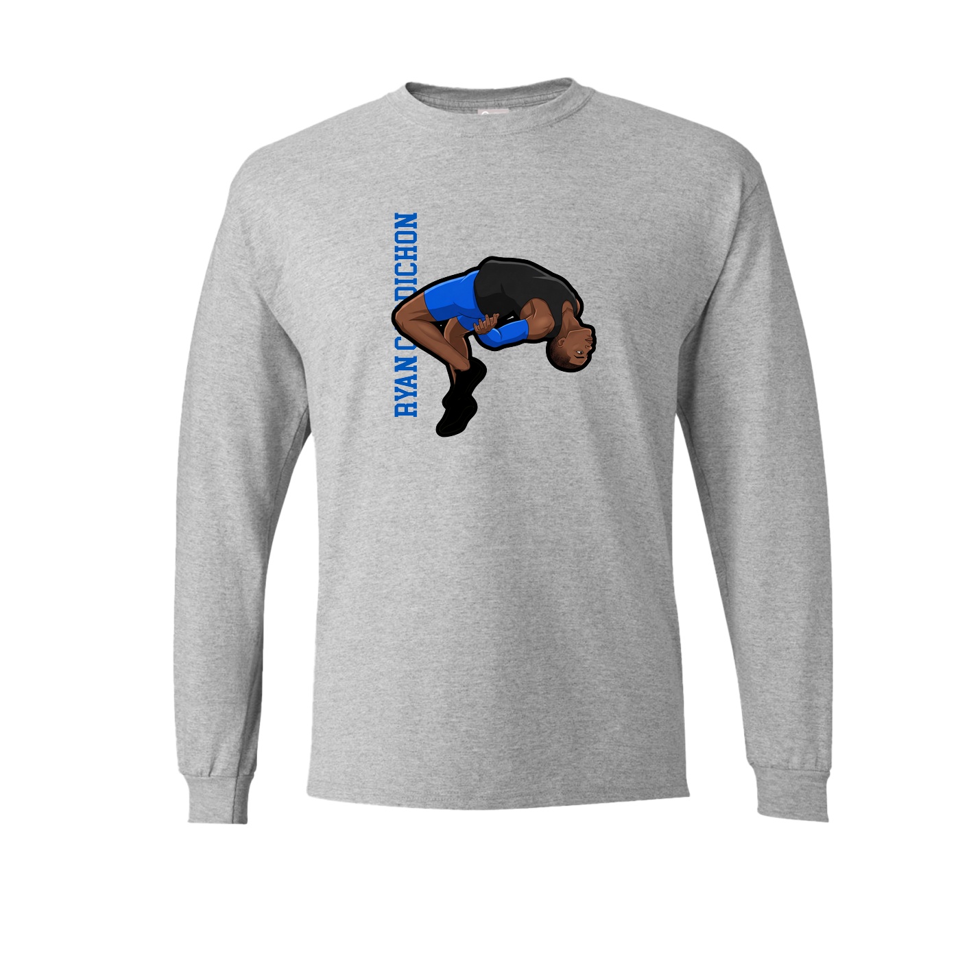 Long Sleeve Tee — Name Vertical in Grey