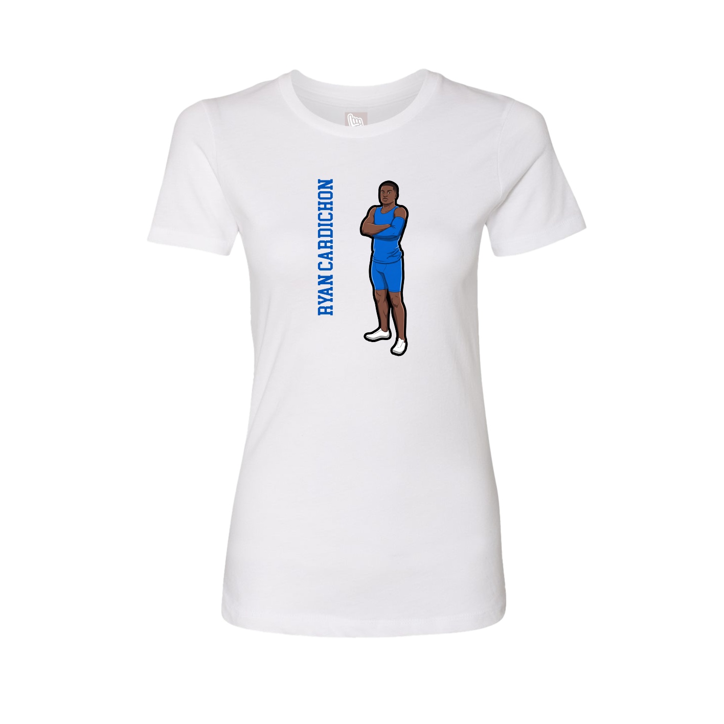 Womens Tee — Name Vertical in White