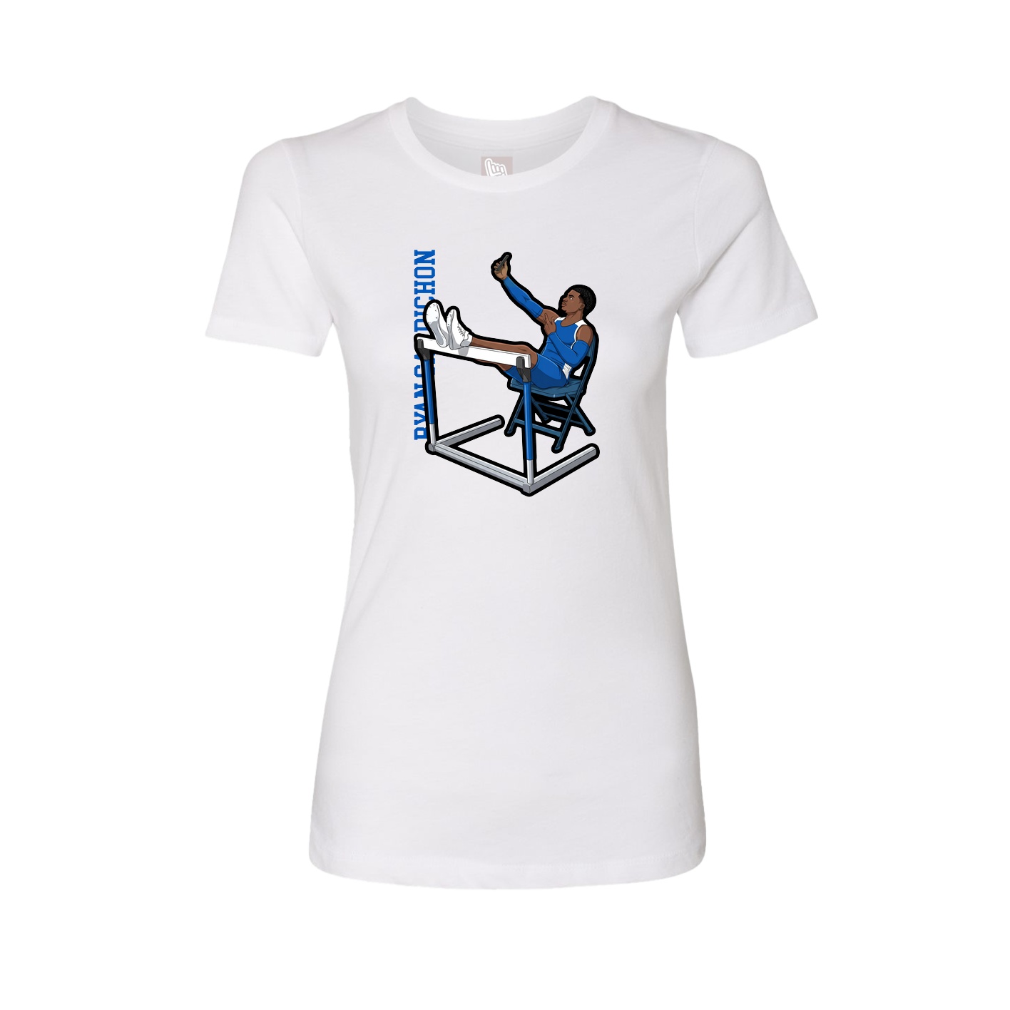 Womens Tee — Name Vertical in White