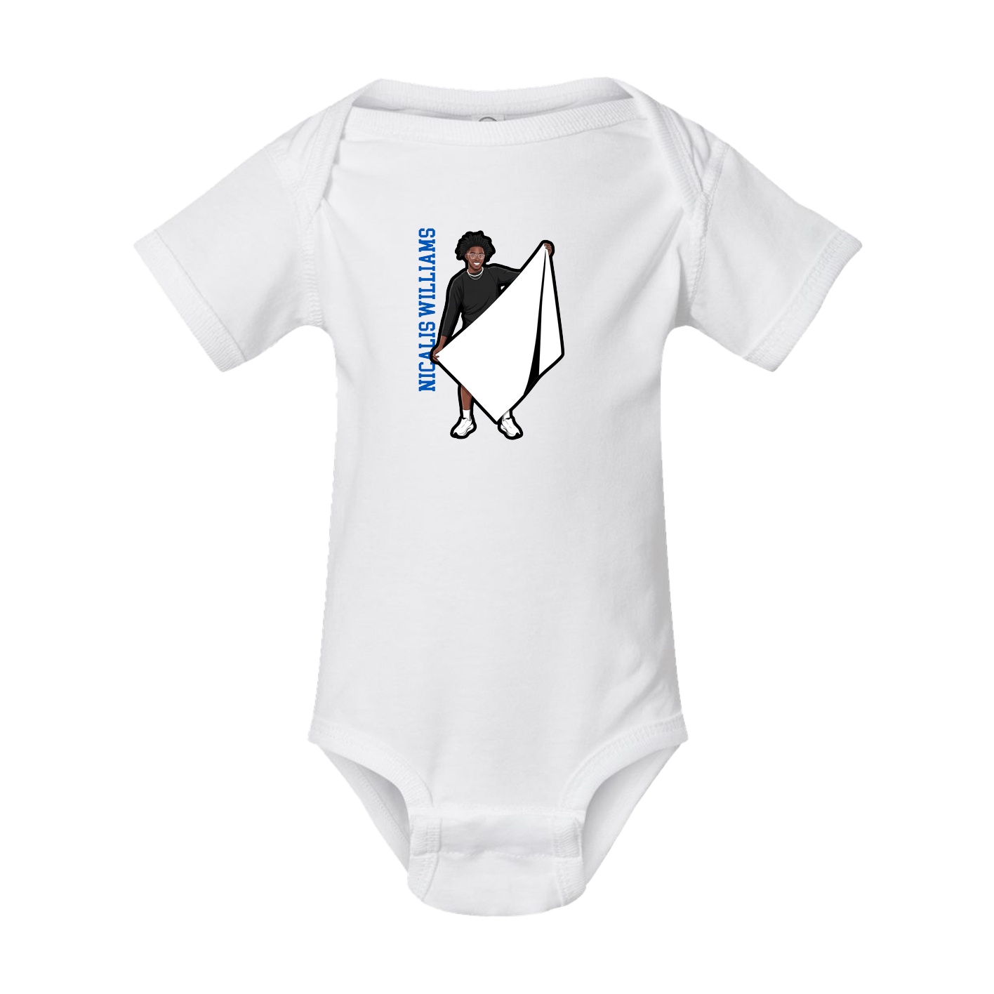 Baby Onesie — Name Vertical in White