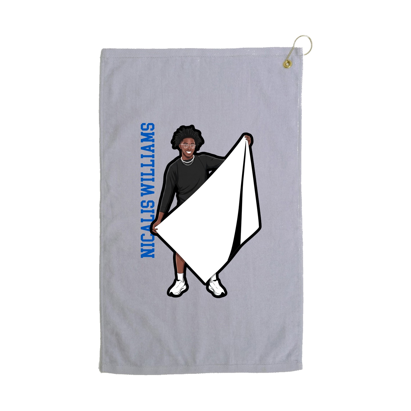 Golf Towel — Name Vertical in Grey