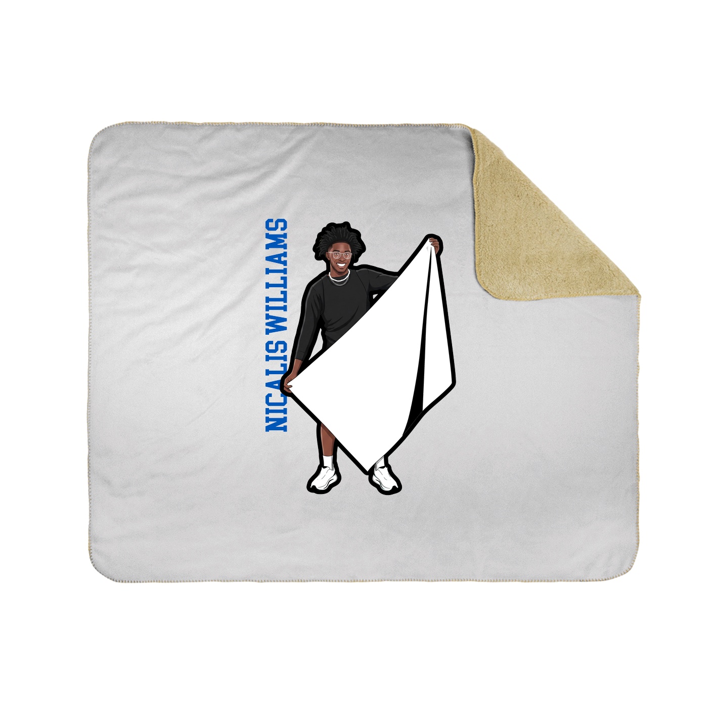 Throw Blanket — Name Vertical in White
