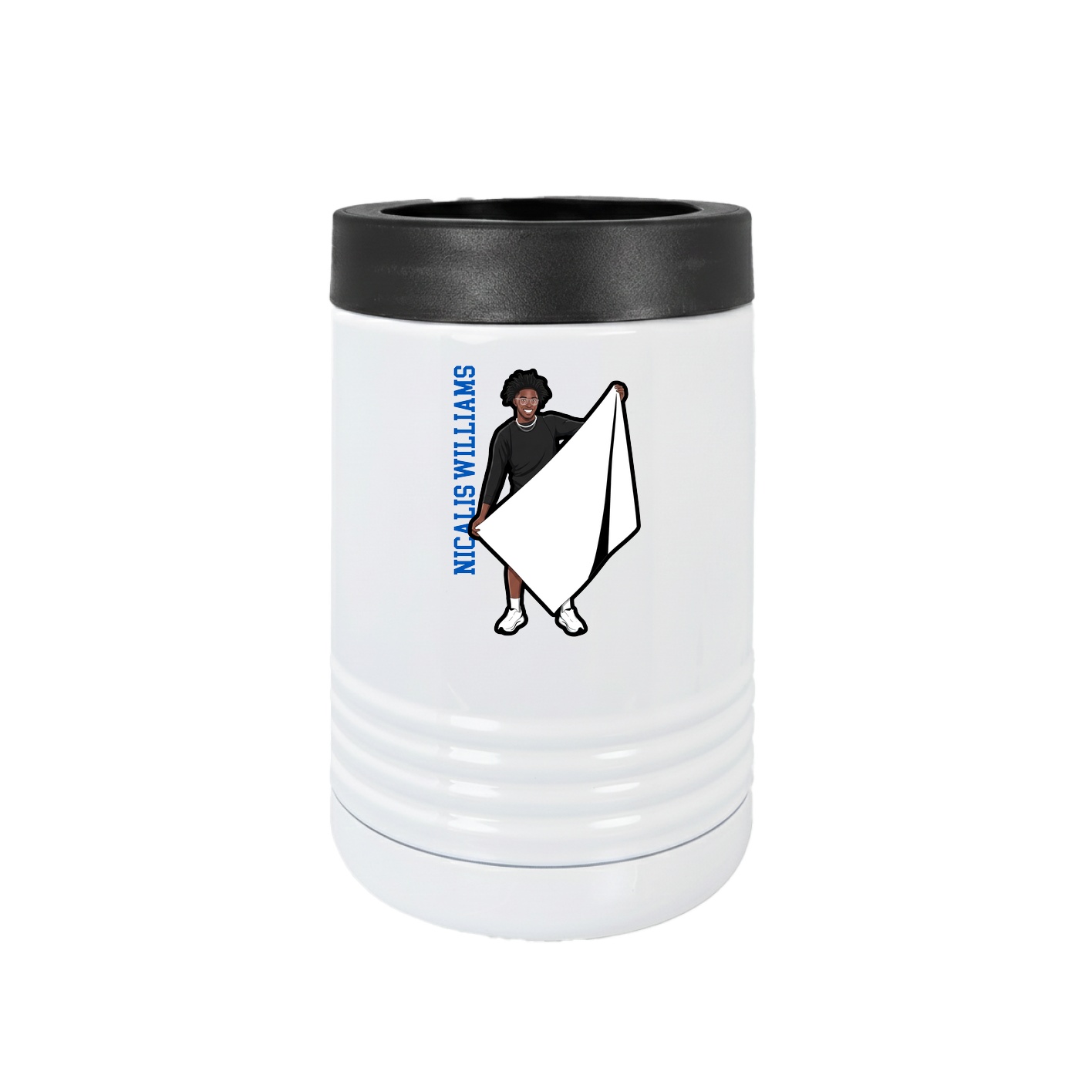 Beverage Holder — Name Vertical in White