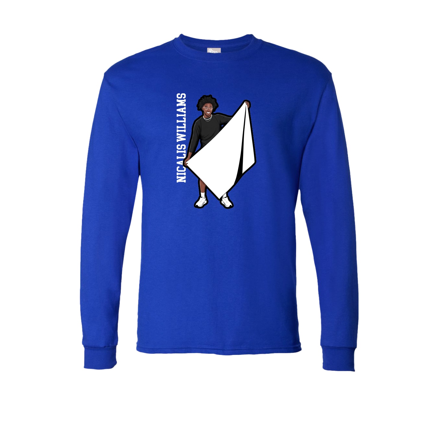 Long Sleeve Tee — Name Vertical in Royal