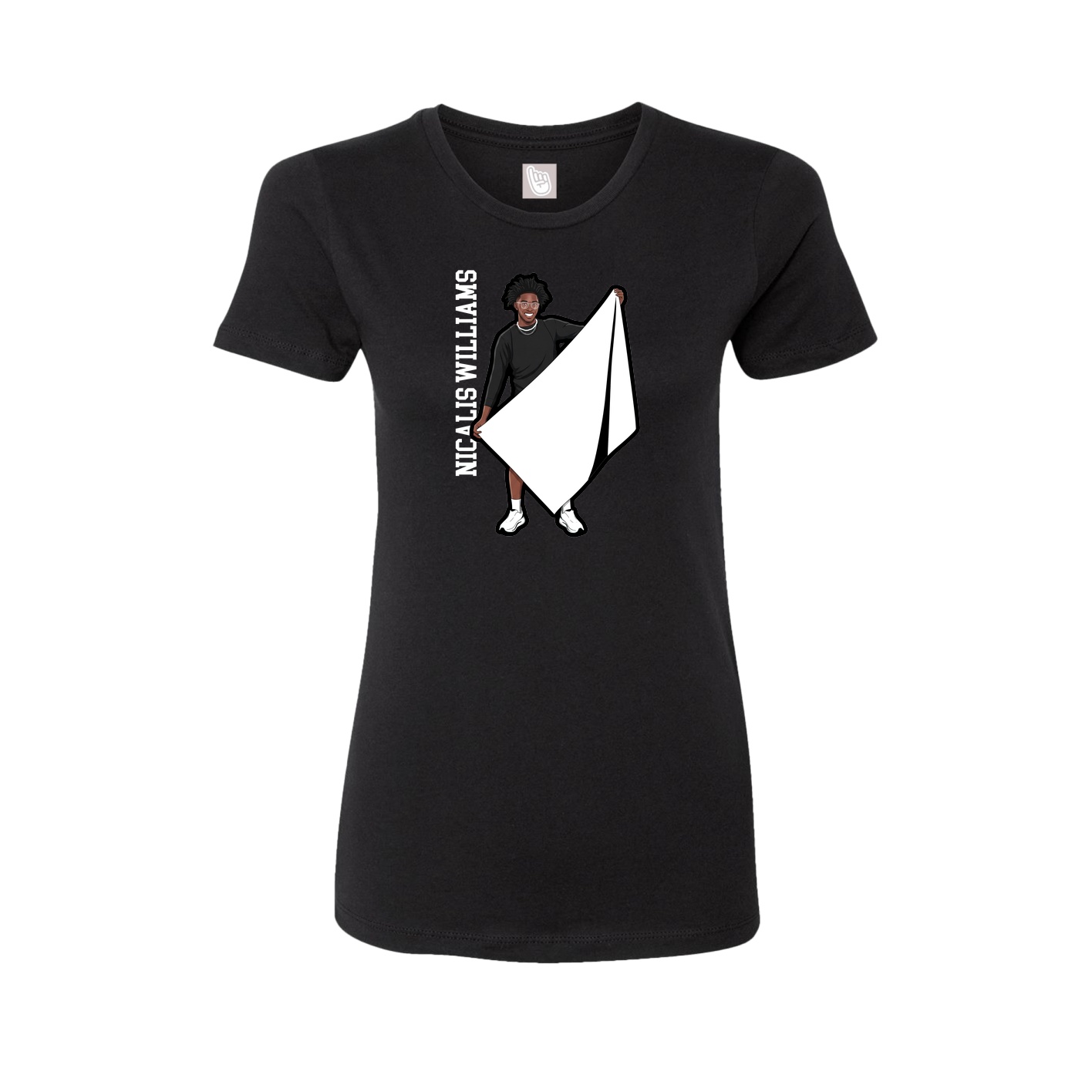Womens Tee — Name Vertical in Black