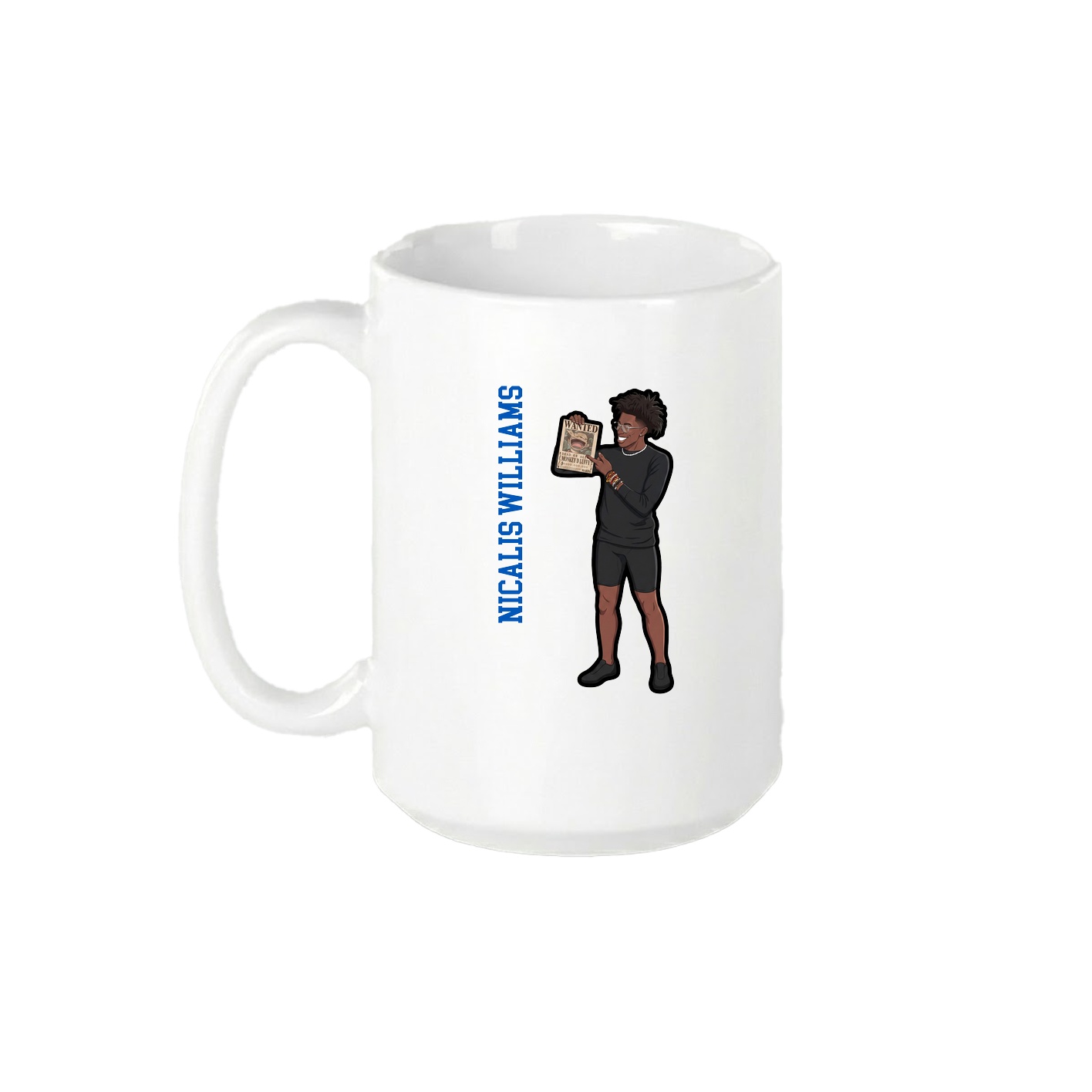 15oz Coffee Mug — Name Vertical in White