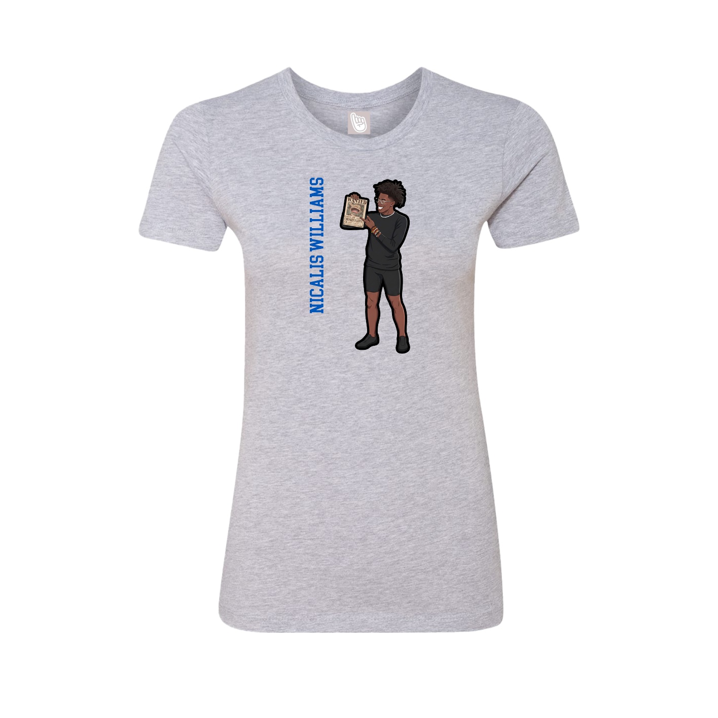 Womens Tee — Name Vertical in Grey