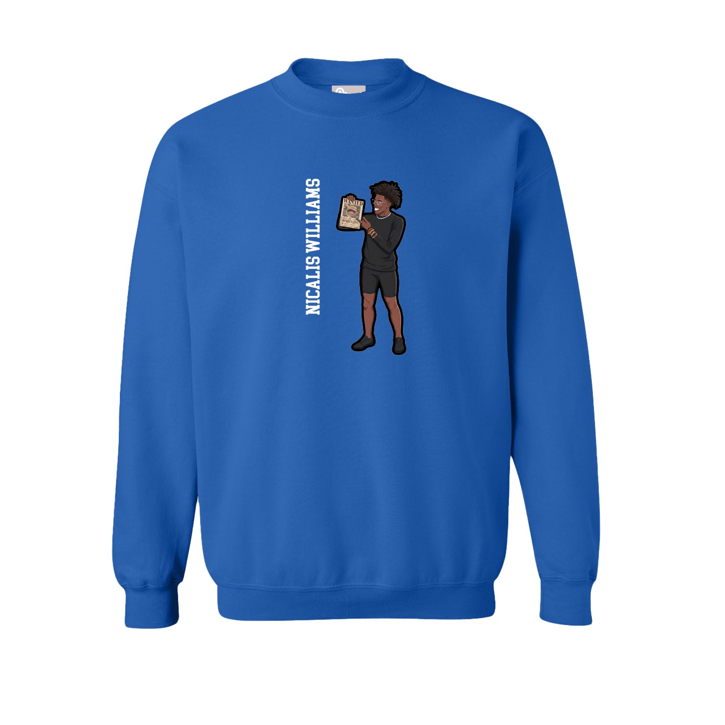 Fleece Crew — Name Vertical in Royal