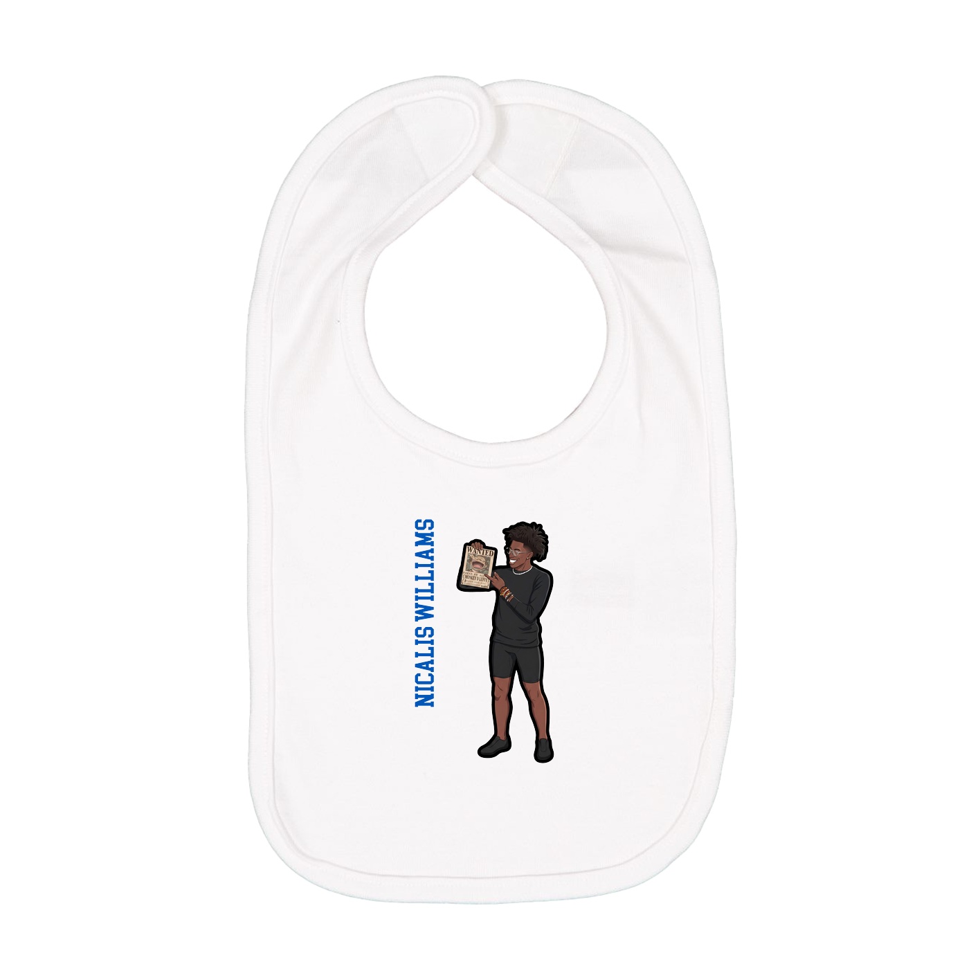 Infant Bib — Name Vertical in White
