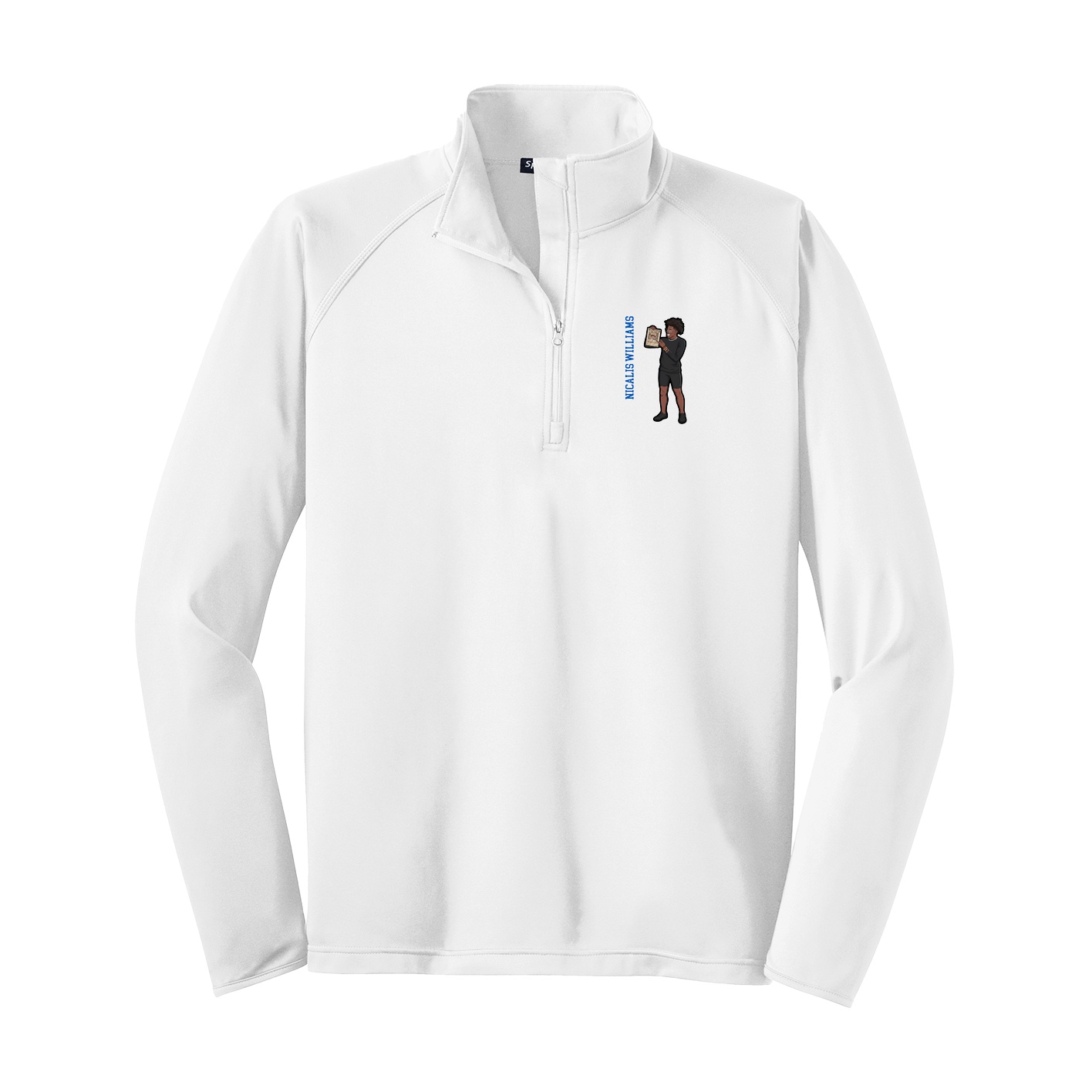 Q-Zip Pullover — Name Vertical in White