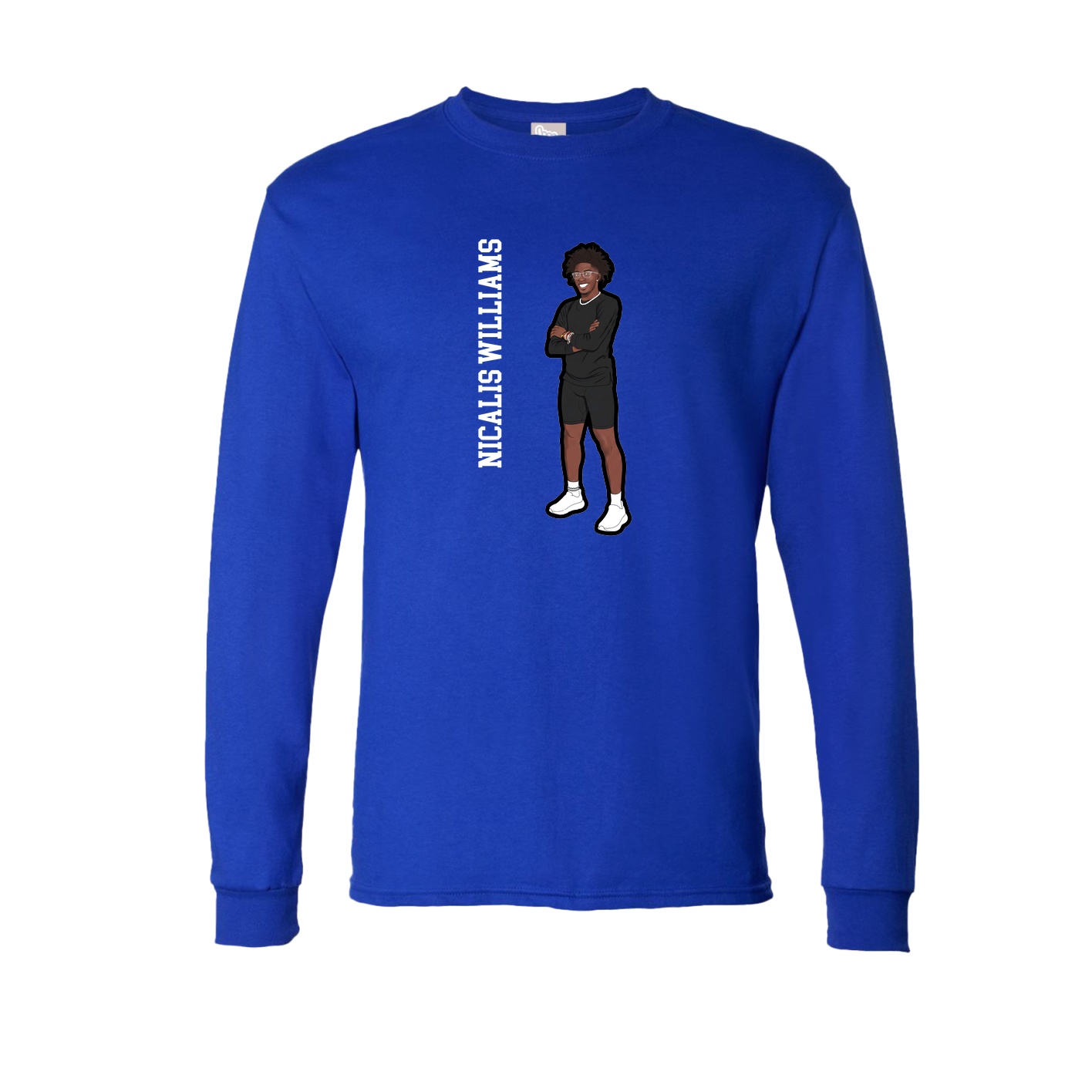 Long Sleeve Tee — Name Vertical in Royal
