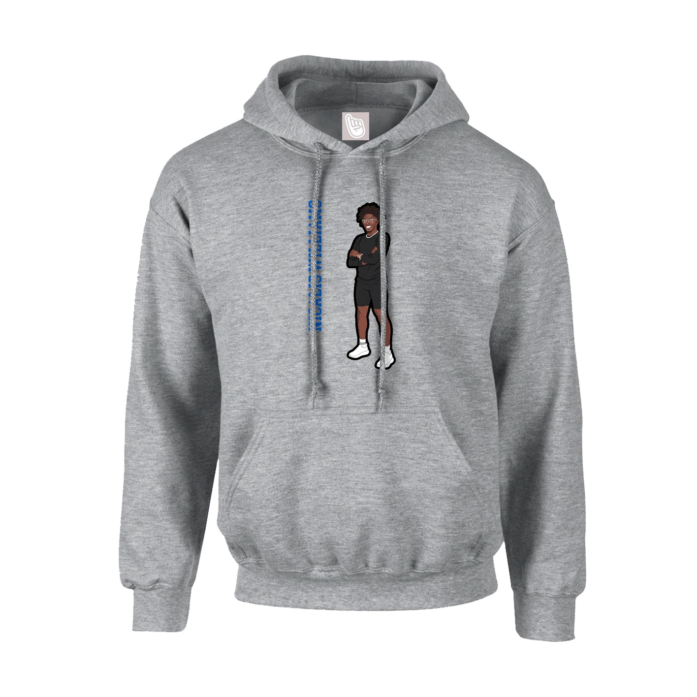 Youth Hoodie — Name Vertical in Grey