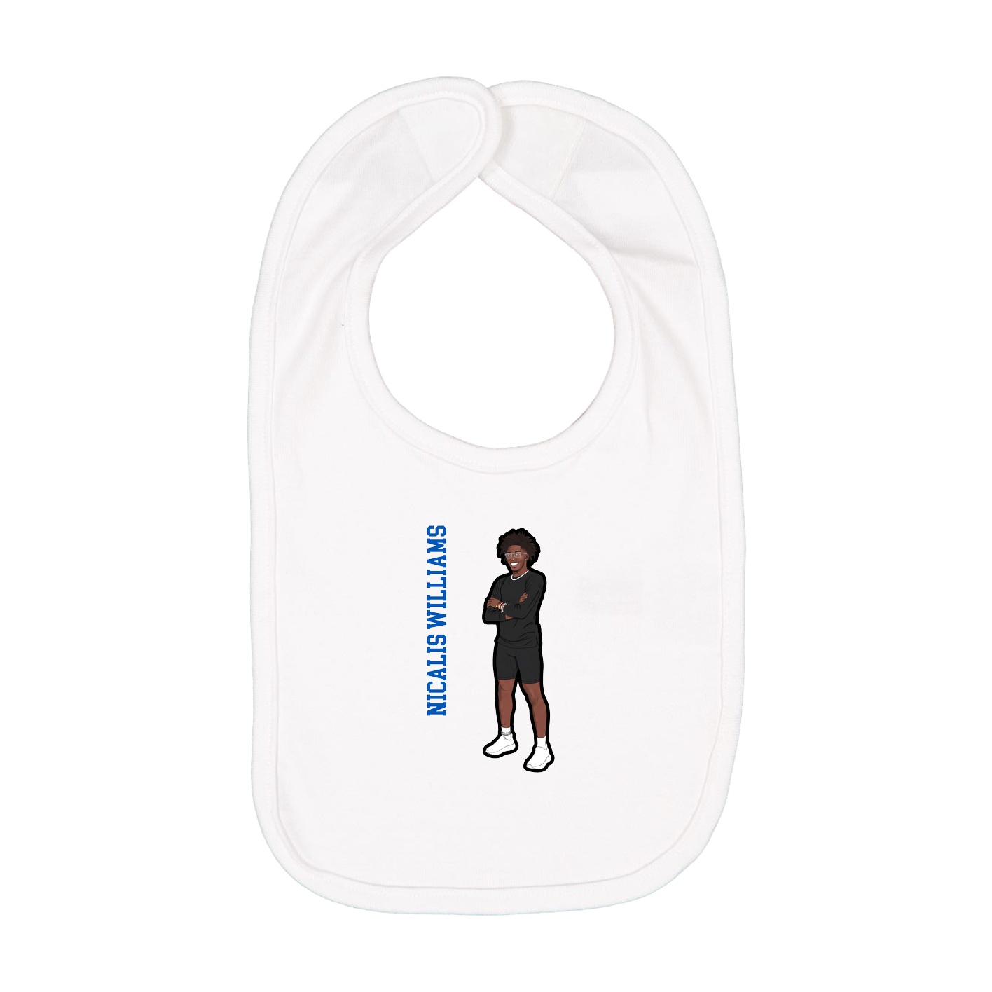 Infant Bib — Name Vertical in White