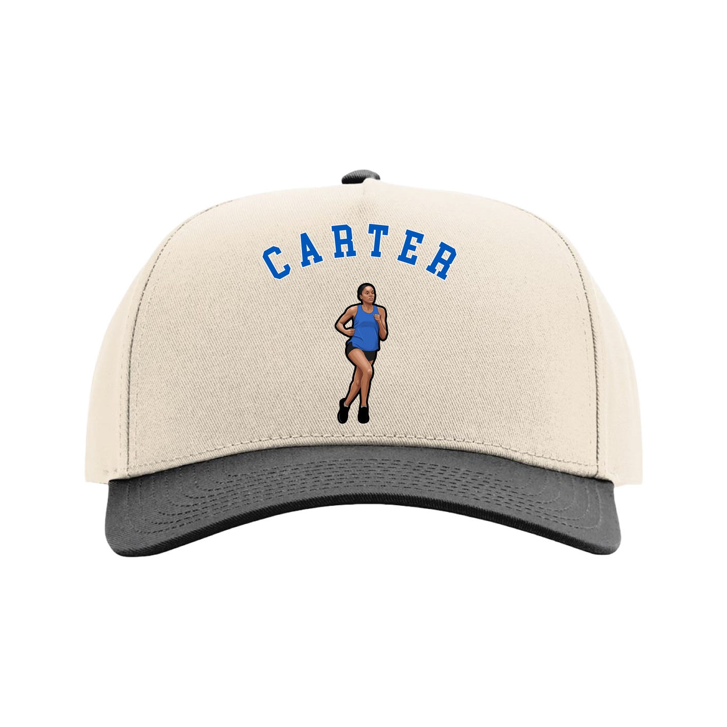 Full Fabric Five-Panel Champ Cap — Shirsey Arch in Cream/Black