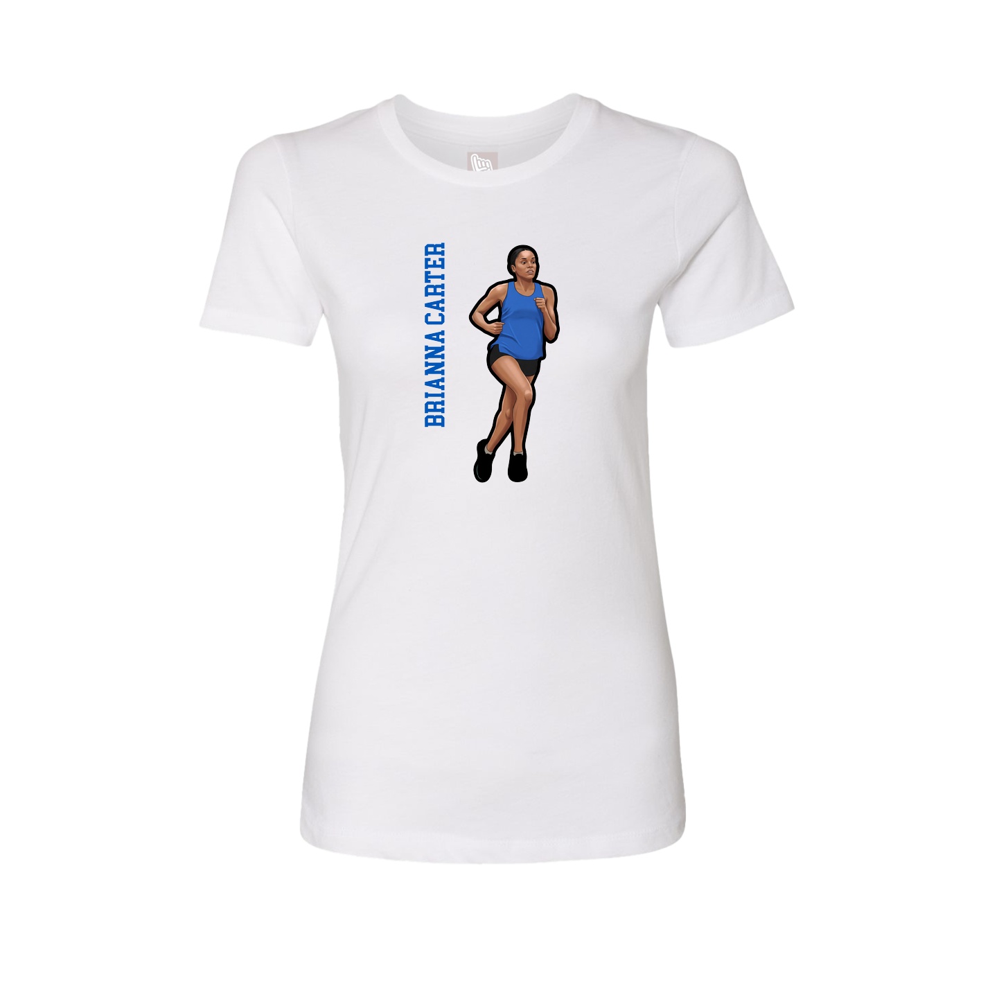 Womens Tee — Name Vertical in White
