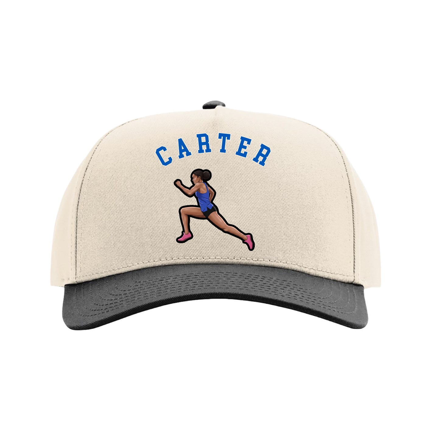 Full Fabric Five-Panel Champ Cap — Shirsey Arch in Cream/Black