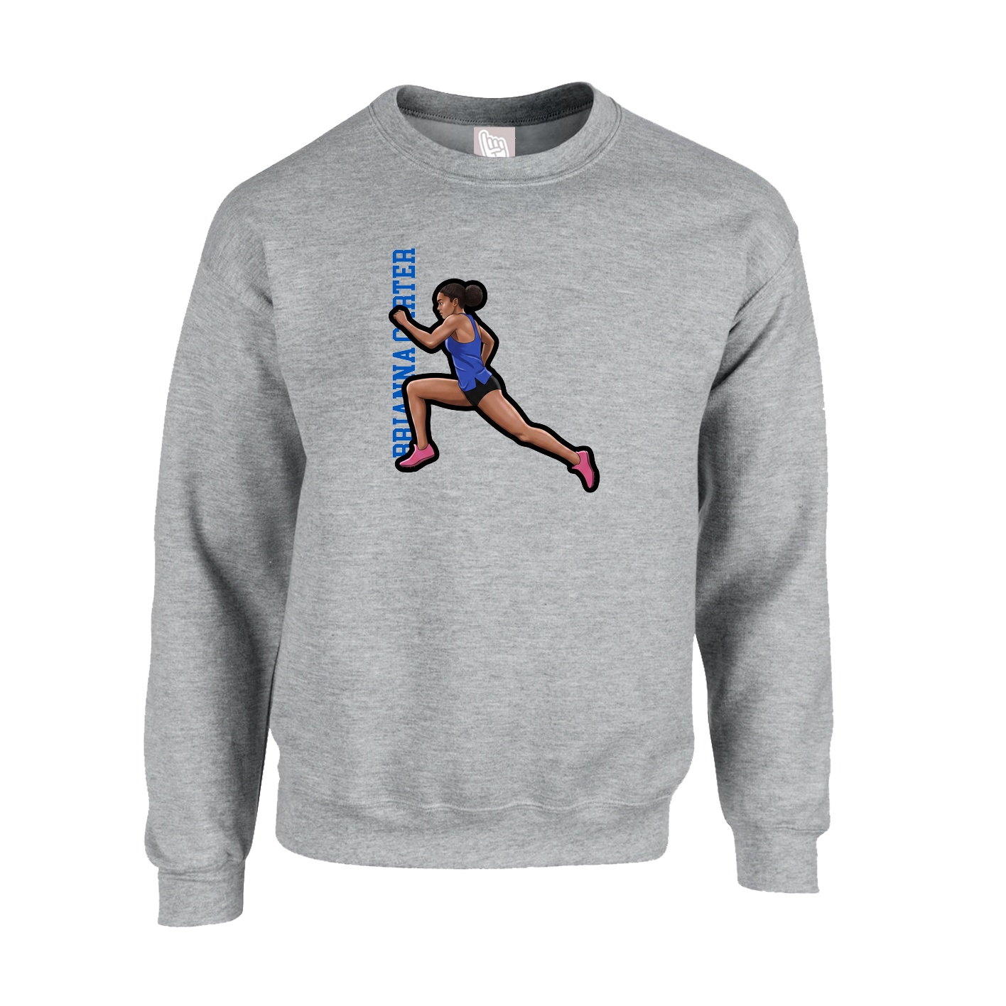 Fleece Crew — Name Vertical in Grey