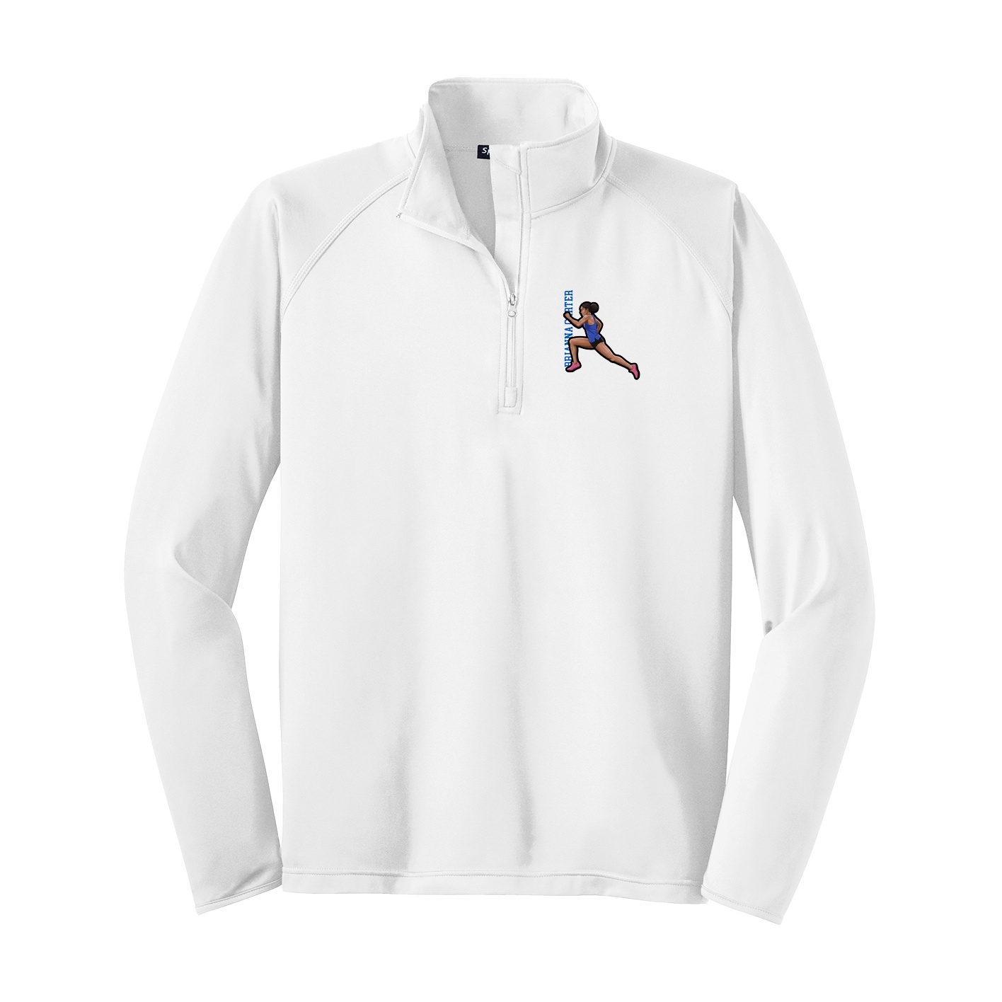 Q-Zip Pullover — Name Vertical in White