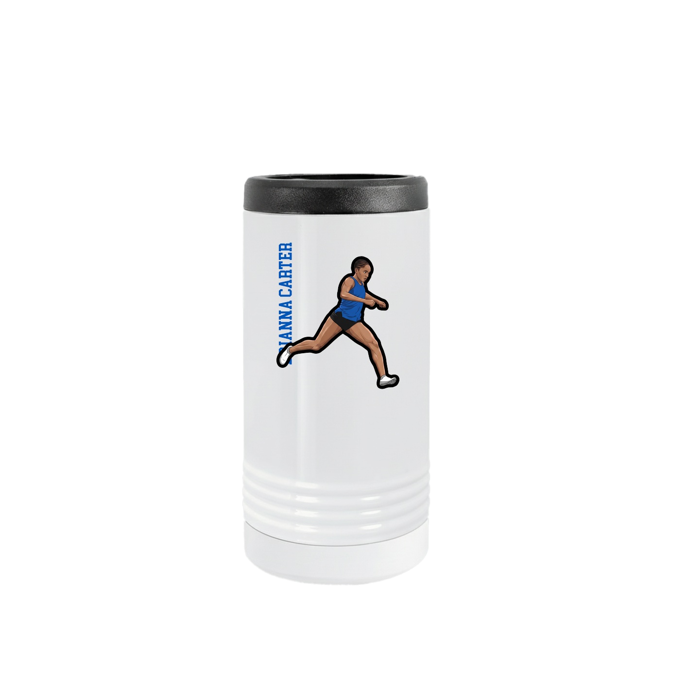 Slim Beverage Holder — Name Vertical in White
