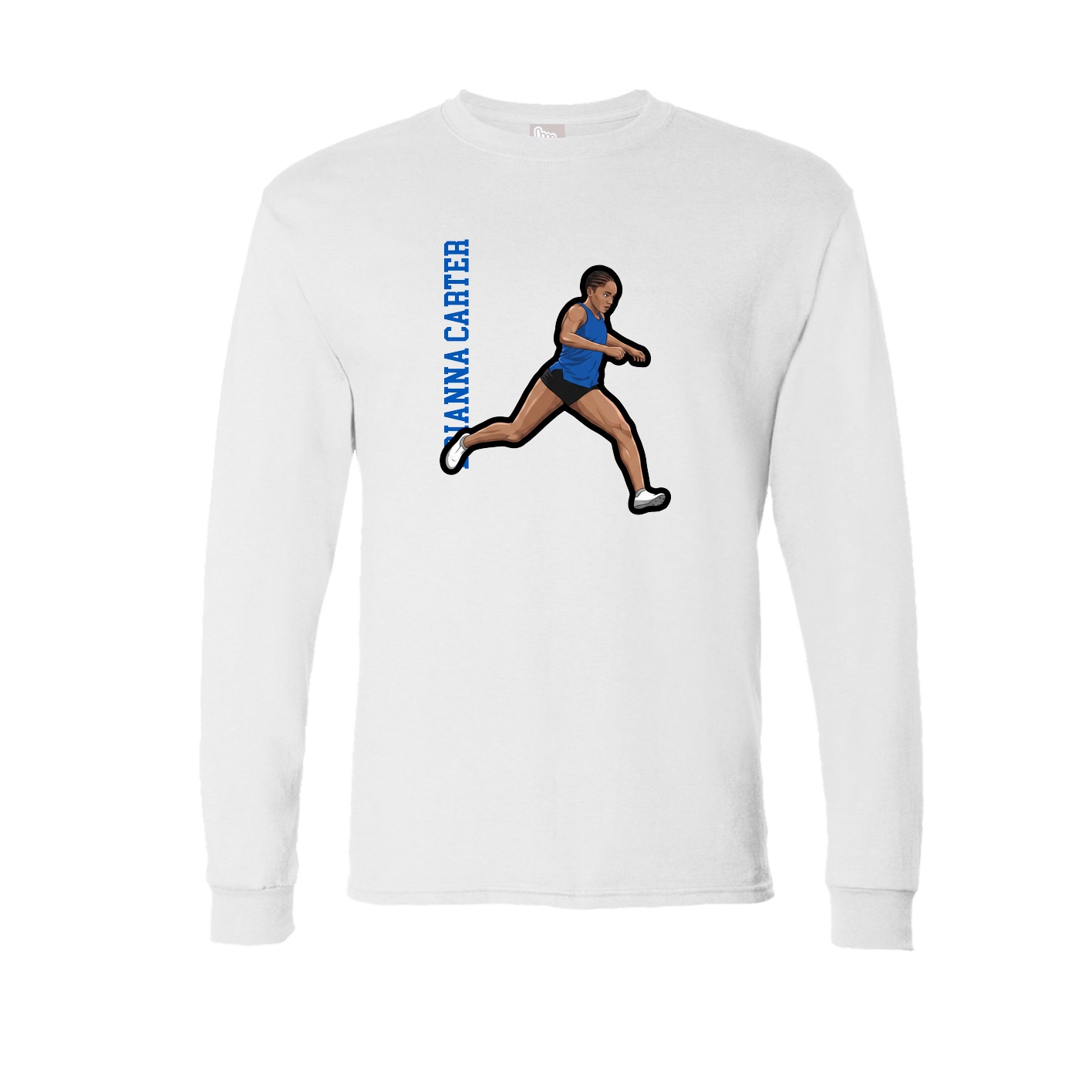 Long Sleeve Tee — Name Vertical in White