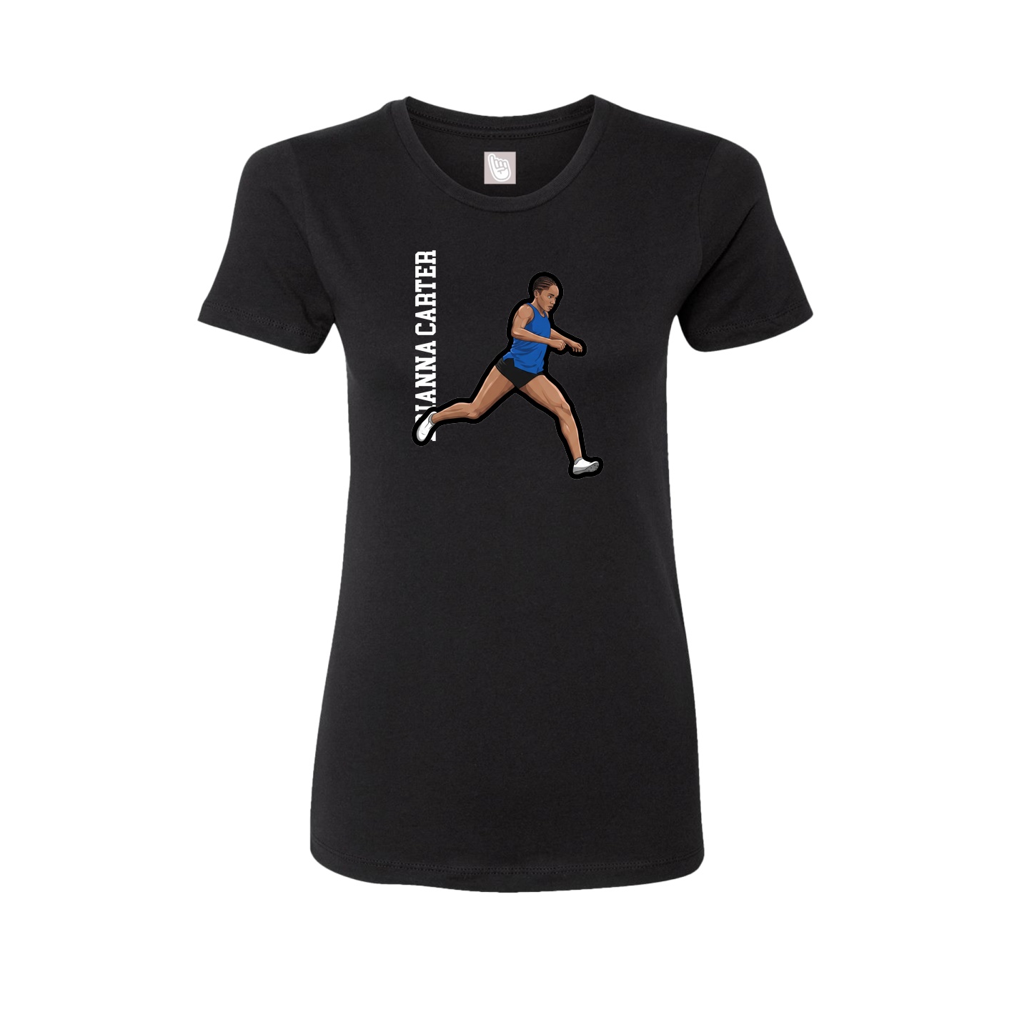Fitted Women's Tee — Name Vertical in Black